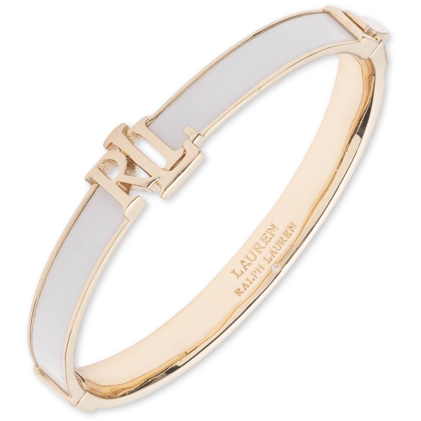 White / Gold - Lauren by Ralph Lauren - Lauren Ralph Lauren White & Gold Logo Bangle - 1