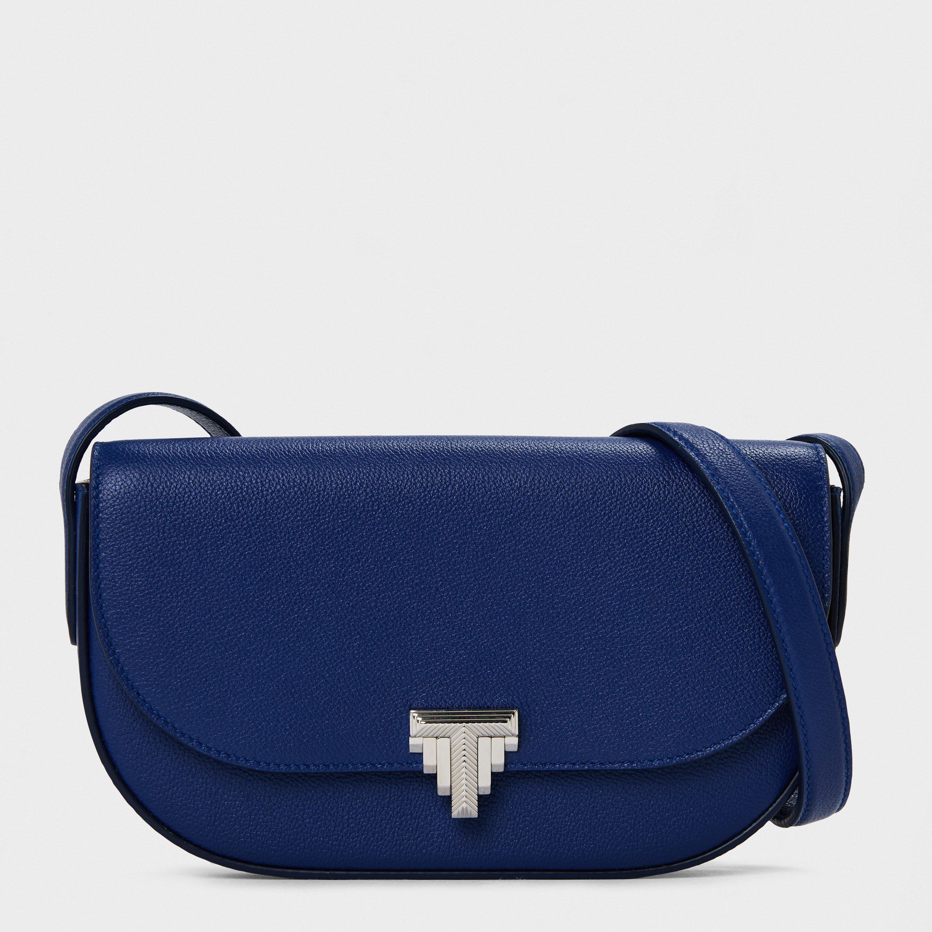 Tiffany レザー巾着ショルダーバッグ ネイビー Tiffany Women's Wallet Crossbody 99 Convertible Chain Strap Wallet