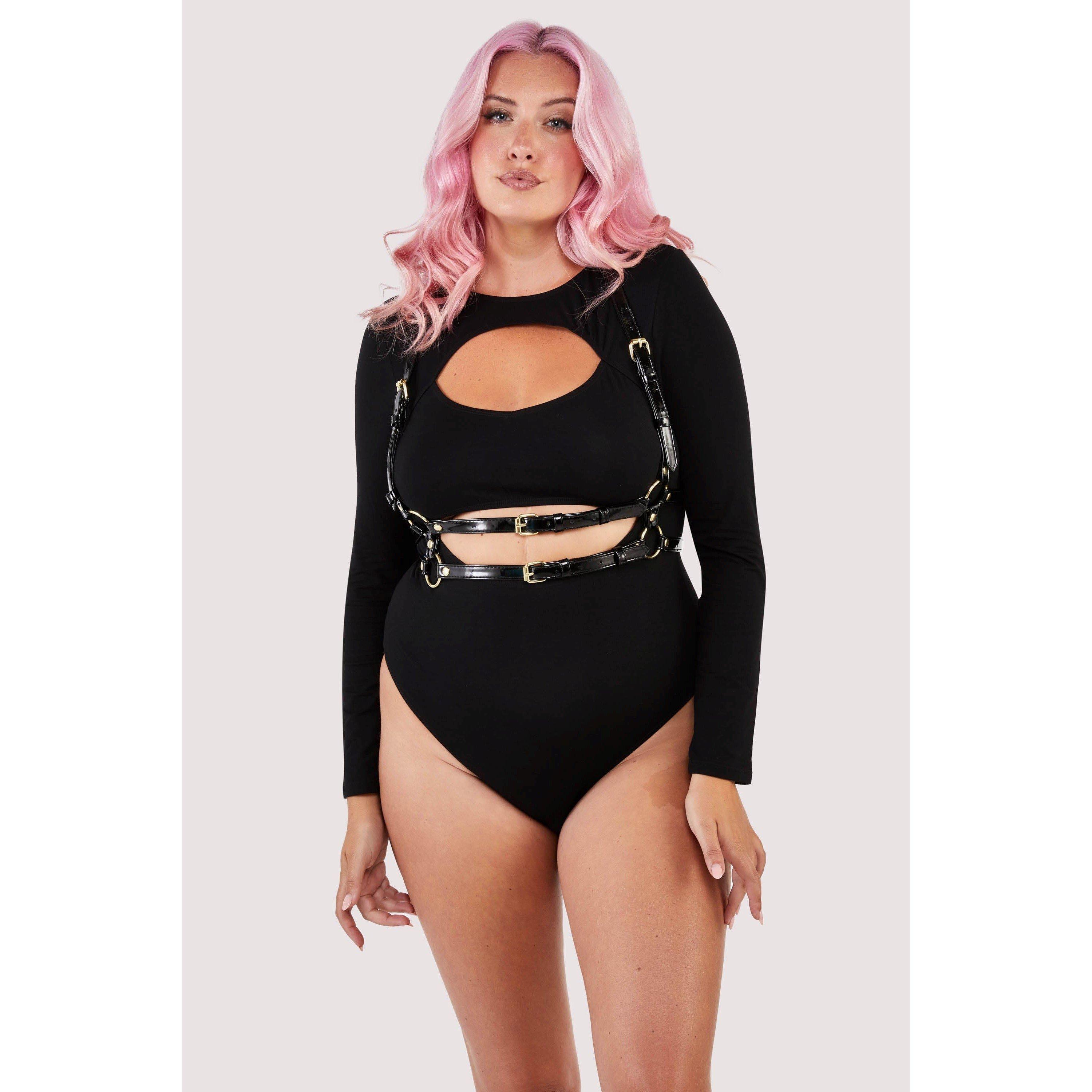 Black - Wolf and Whistle - Laurel Cut-Out Jersey Long-Sleeved Body - 5