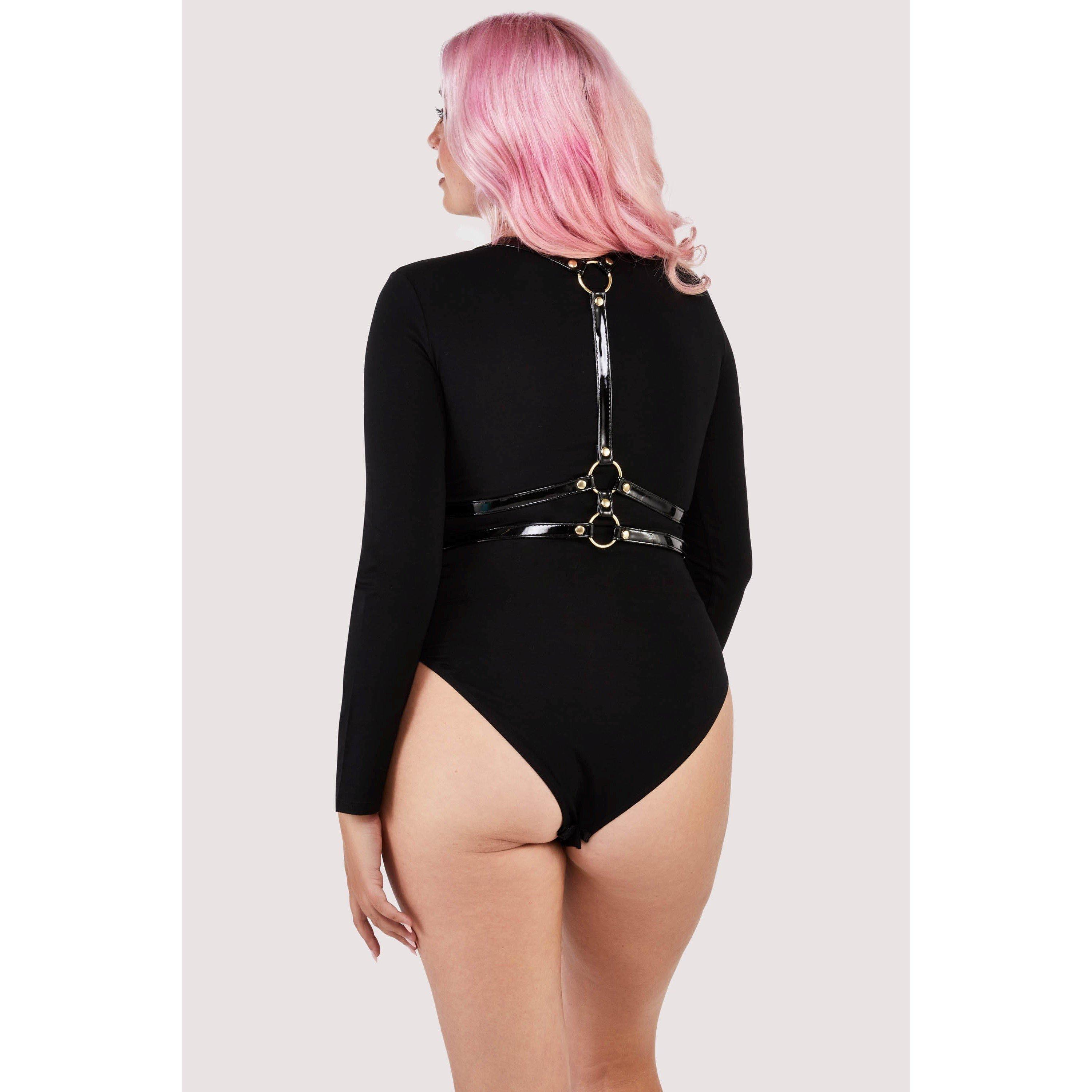 Black - Wolf and Whistle - Laurel Cut-Out Jersey Long-Sleeved Body - 6