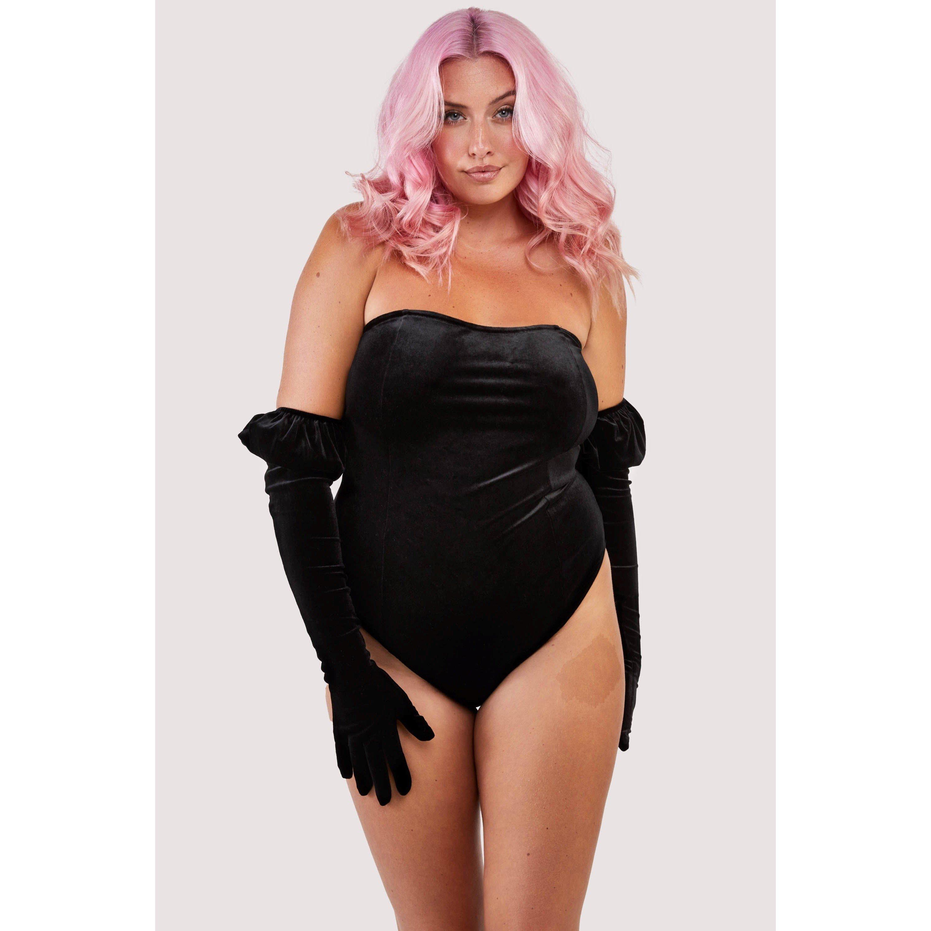 Black - Wolf and Whistle - Halina PUff-Sleeve Body With Built-In Gloves - 5