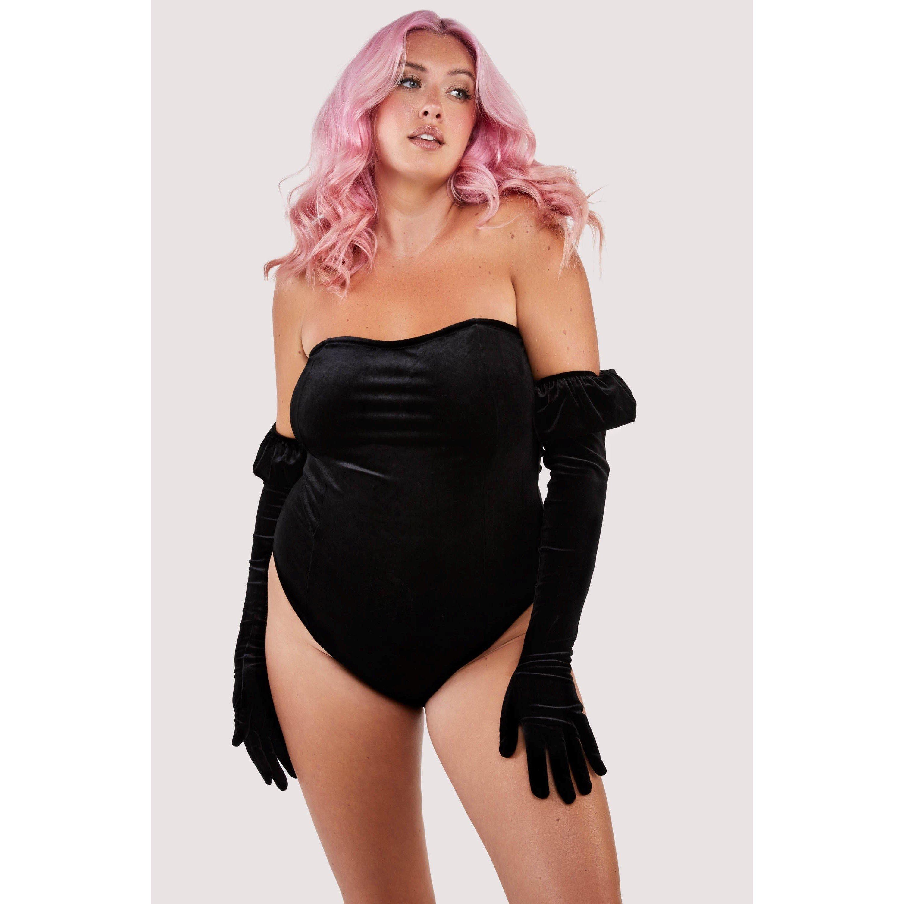 Black - Wolf and Whistle - Halina PUff-Sleeve Body With Built-In Gloves - 6