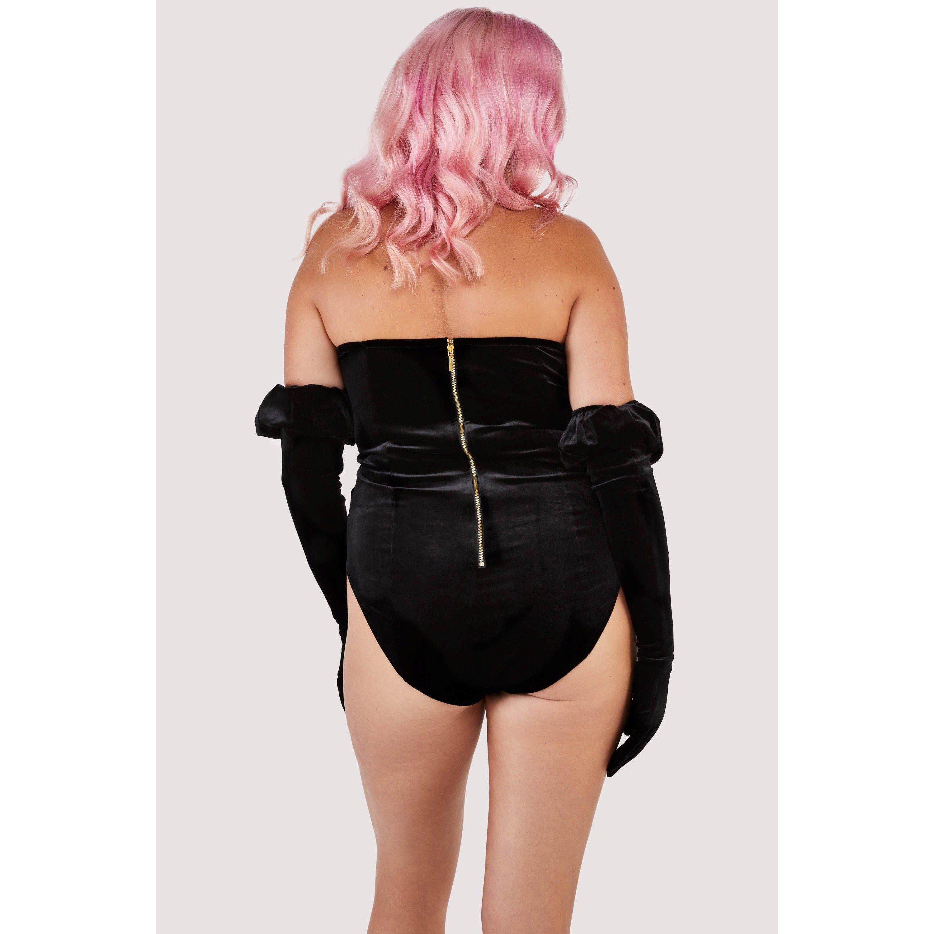 Black - Wolf and Whistle - Halina PUff-Sleeve Body With Built-In Gloves - 7