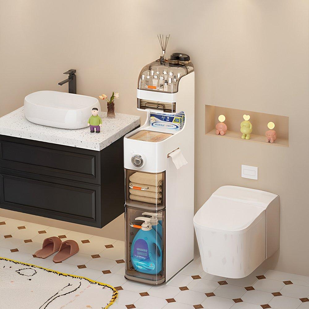 White - LIFE IDEAS - 6-Tier Narrow Organiser with Drawers and Wheels - 2