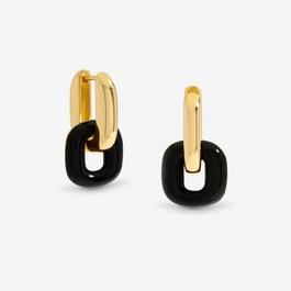 Jon Richard Gold Polished Link And Jet Enamel Link Earrings