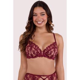 Wolf and Whistle Eva Dark Cherry Graphic Embroidery Balconette Bra