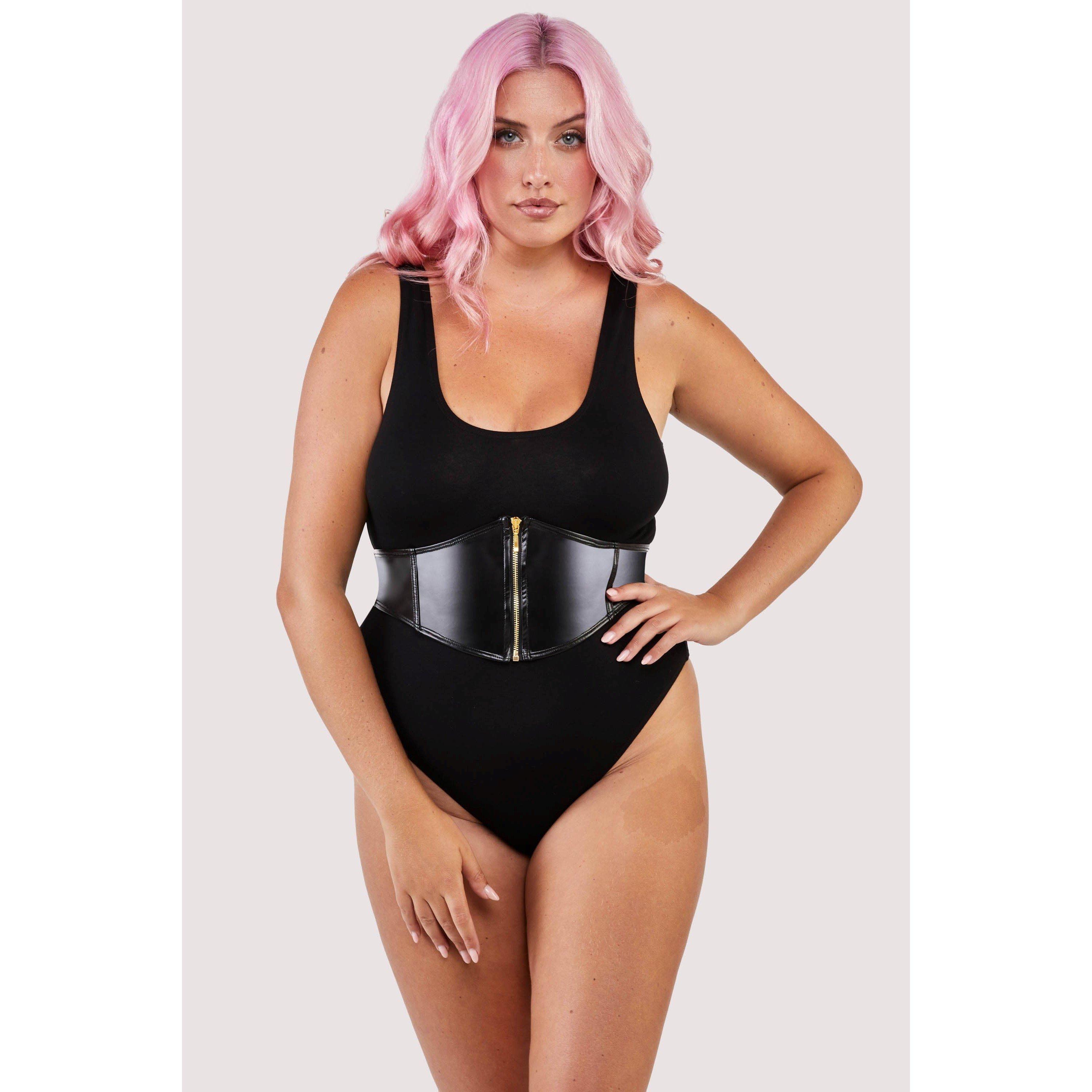 Black - Wolf and Whistle - Melody Jersey Body With PU Panel - 5