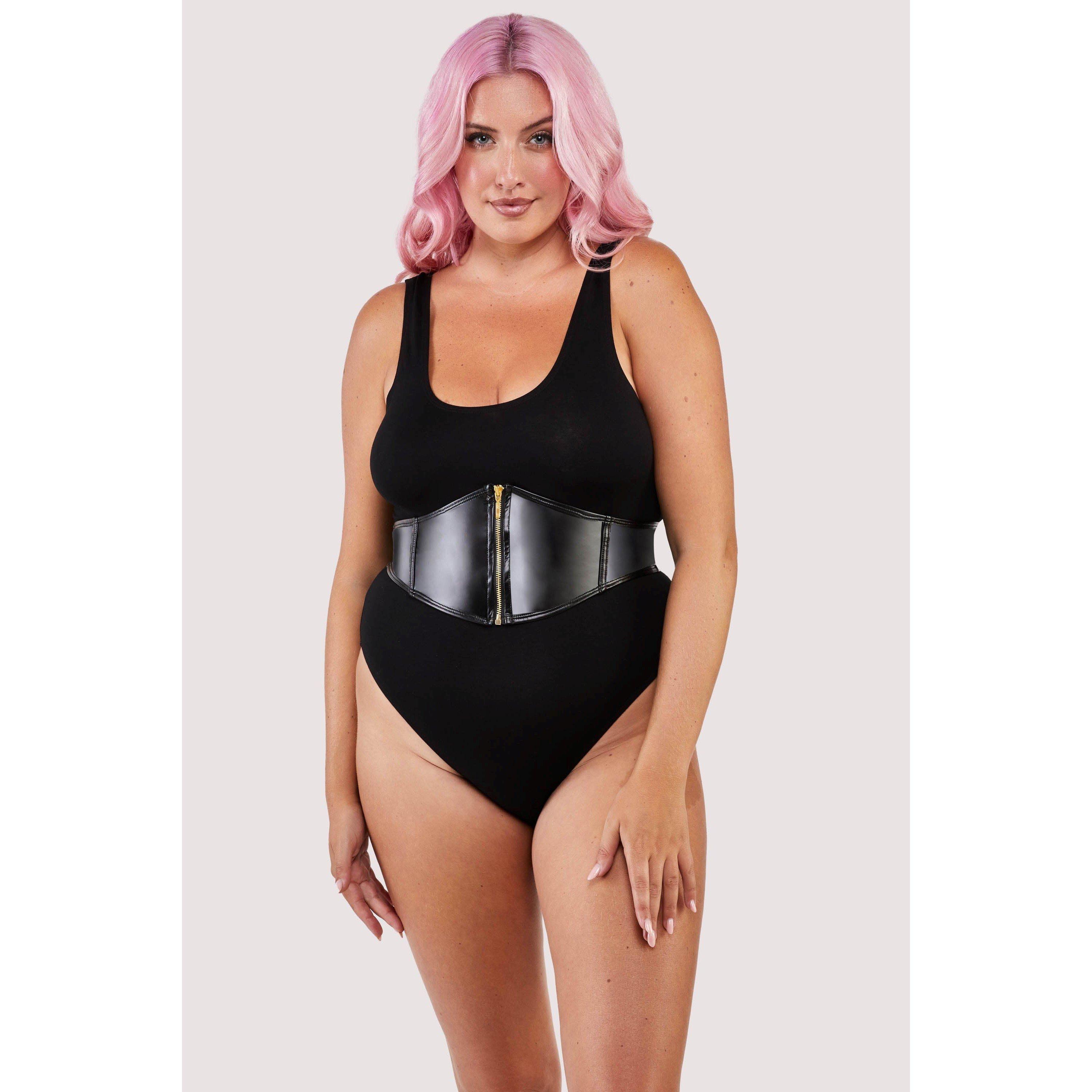 Black - Wolf and Whistle - Melody Jersey Body With PU Panel - 7