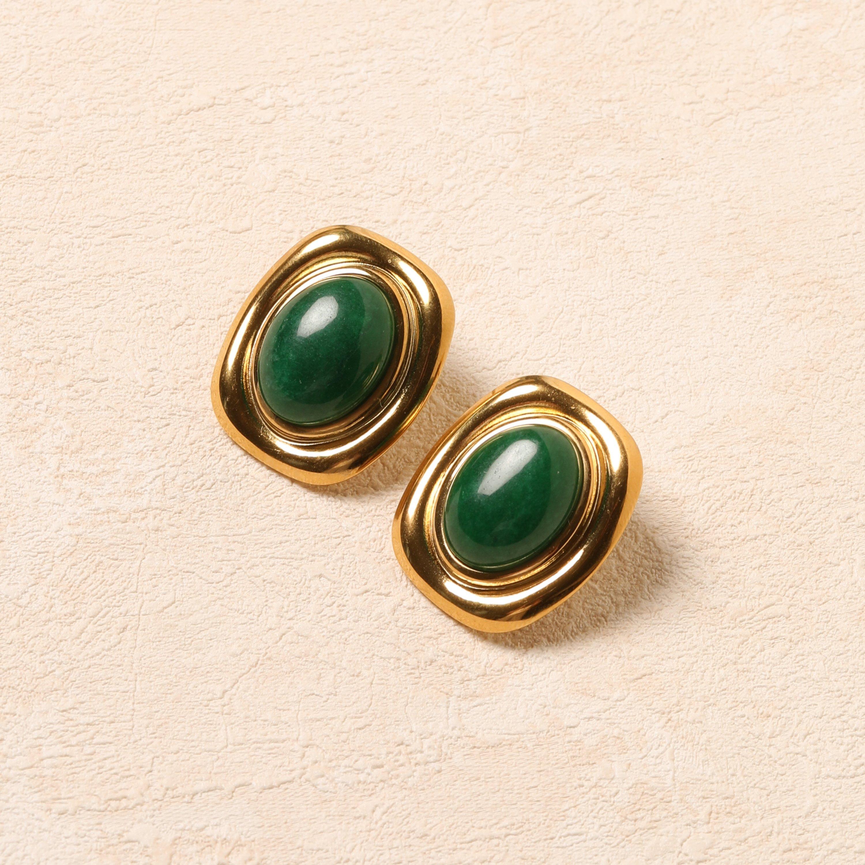 Gold - Jon Richard - Gold Plated And Green Statement Earrings - 3