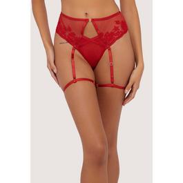 Wolf and Whistle Sarina Red Embroidery High Waist Suspender Brief