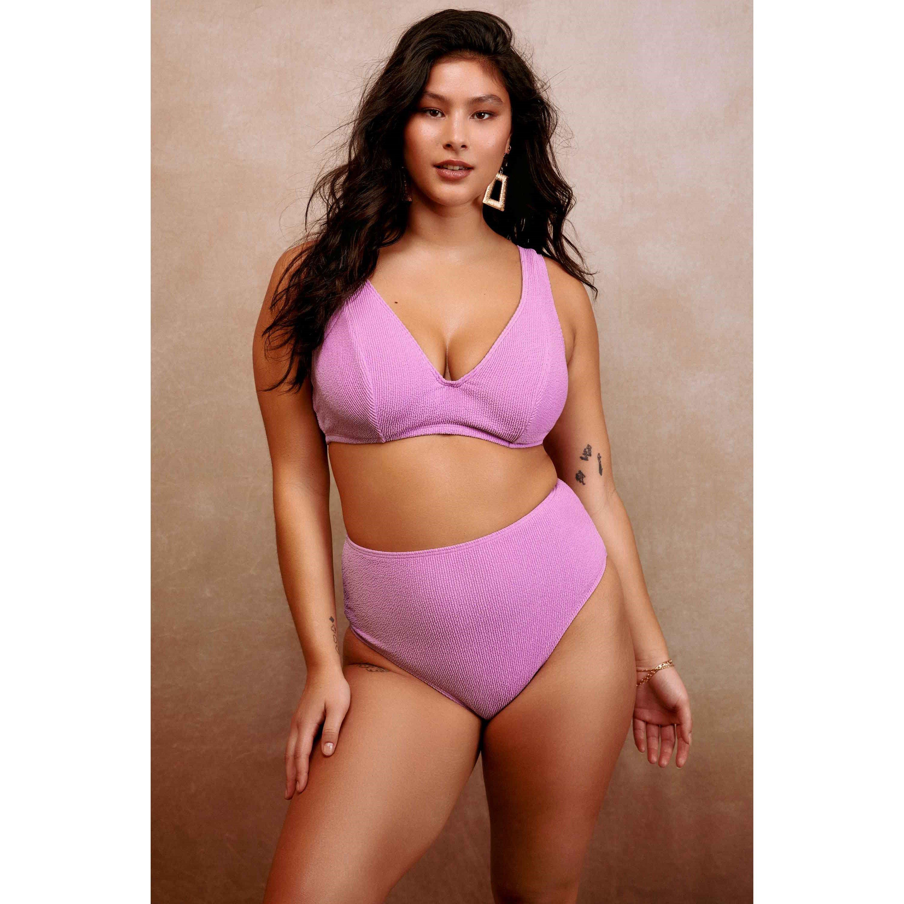 Lilac - Peek and Beau - Fb Lilac Scrunch Hidden Underwire Bikini Top - 4