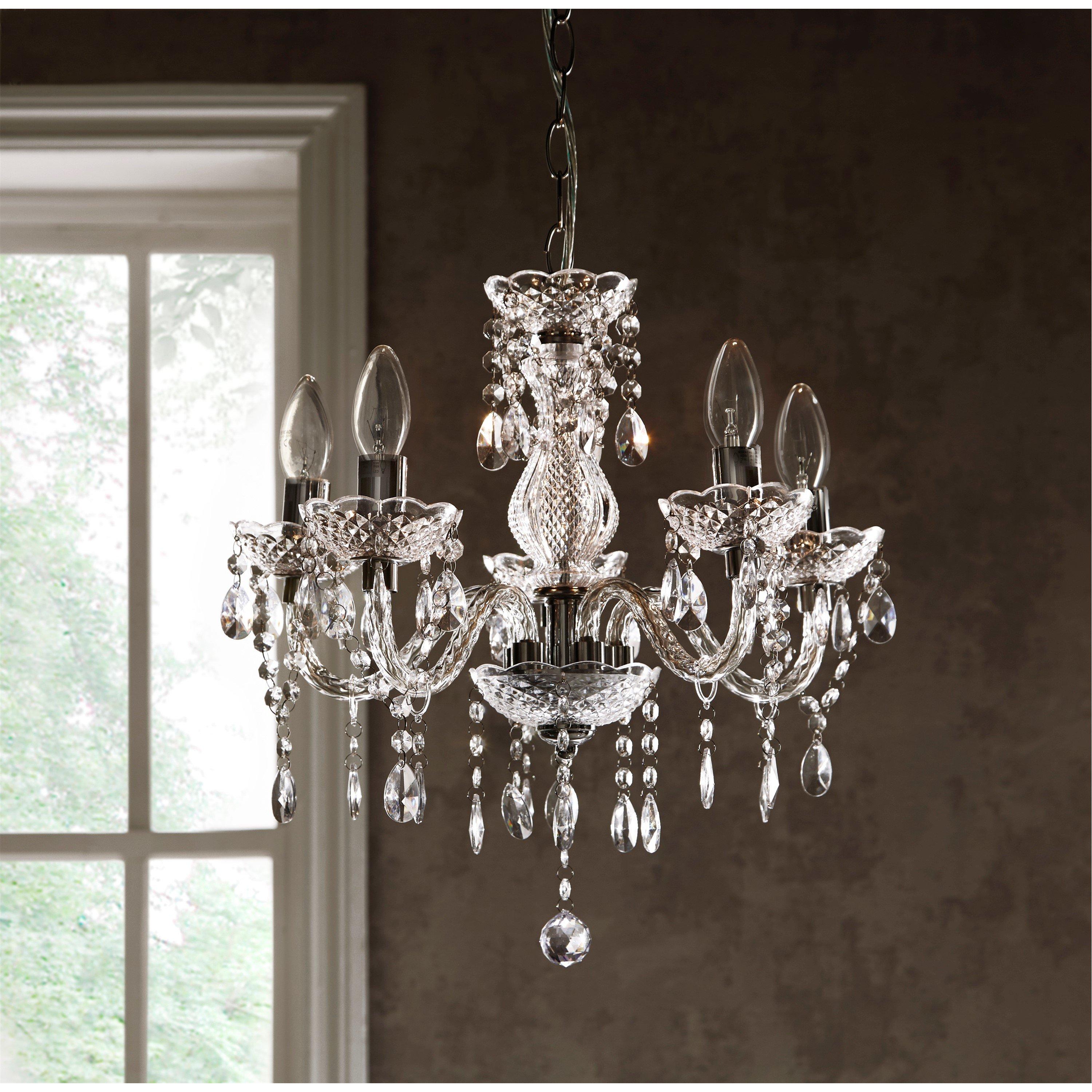 Clear - K Living - Tuscany 5 Light Ceiling Light Acrylic Drop - 1