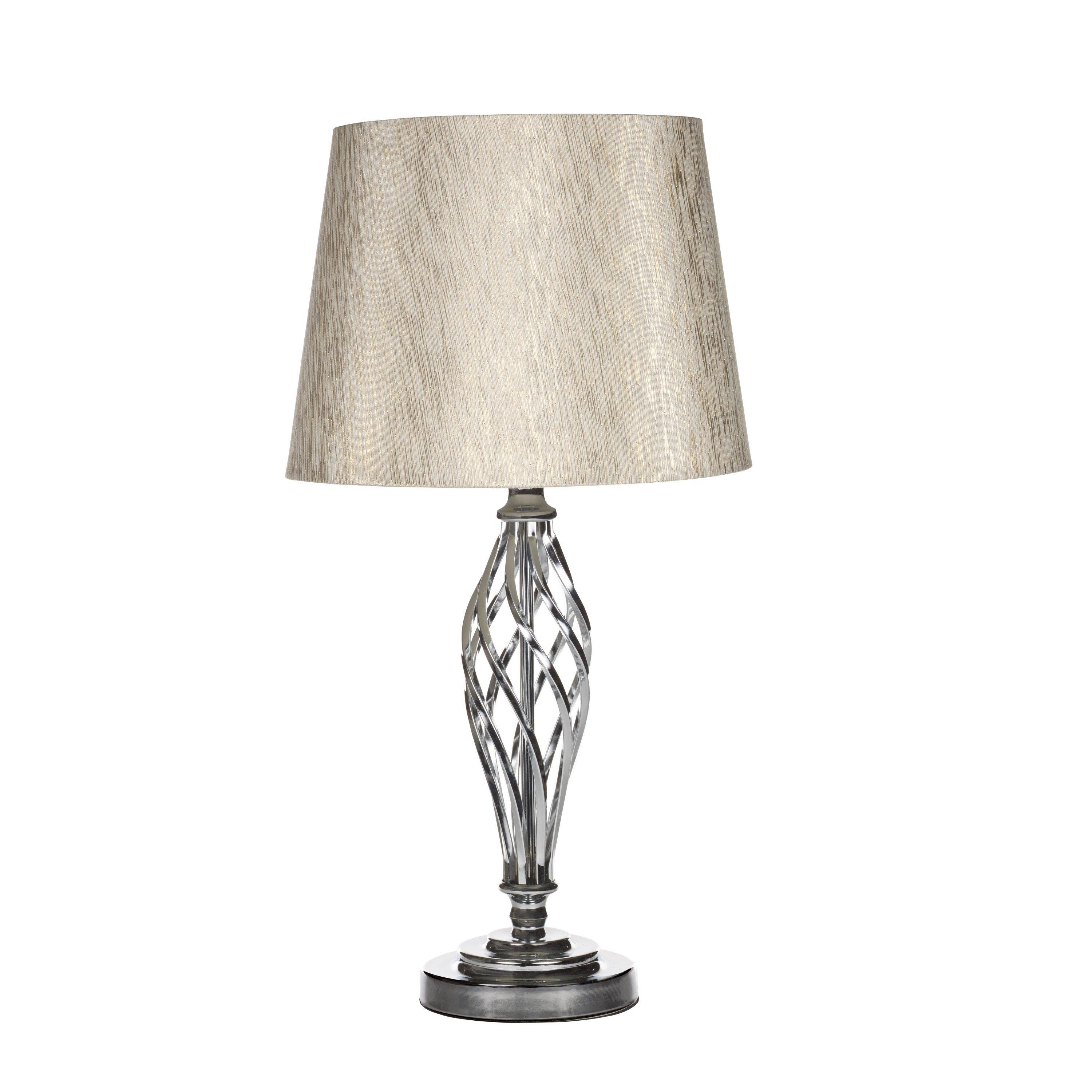 K Living  Compton Table Lamp And Shade Chrome