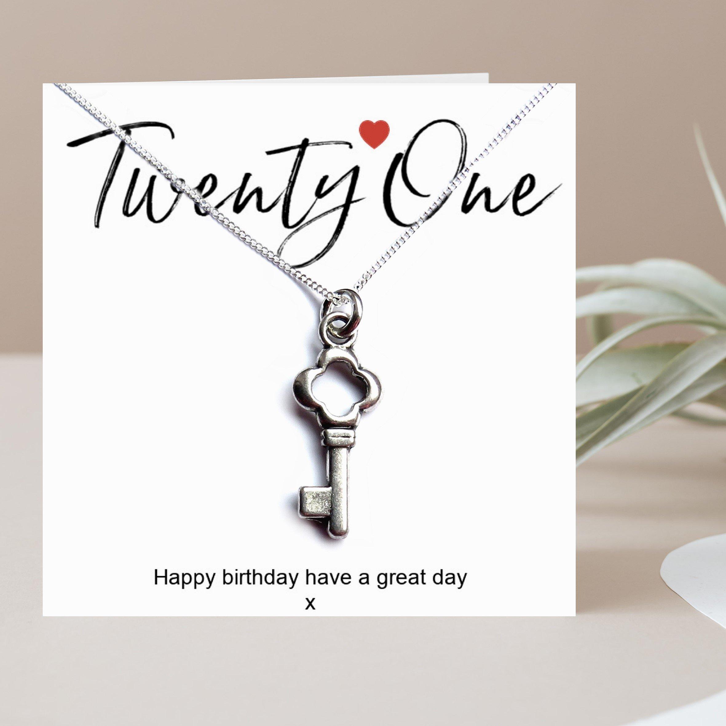 Silver - Aye Do Gifts - 21st Birthday Key Necklace & Card 611-CD-NKkey - 1