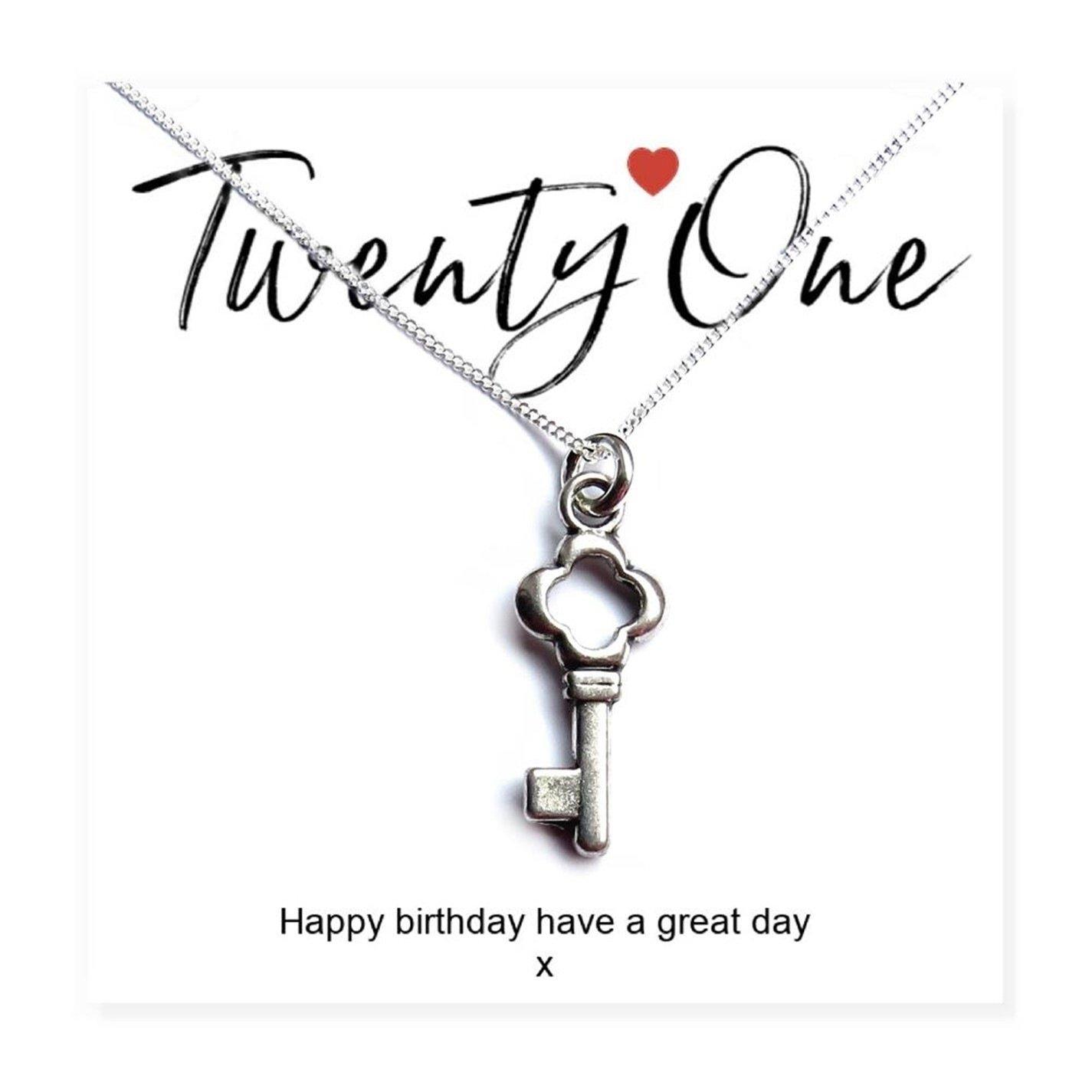 Silver - Aye Do Gifts - 21st Birthday Key Necklace & Card 611-CD-NKkey - 4
