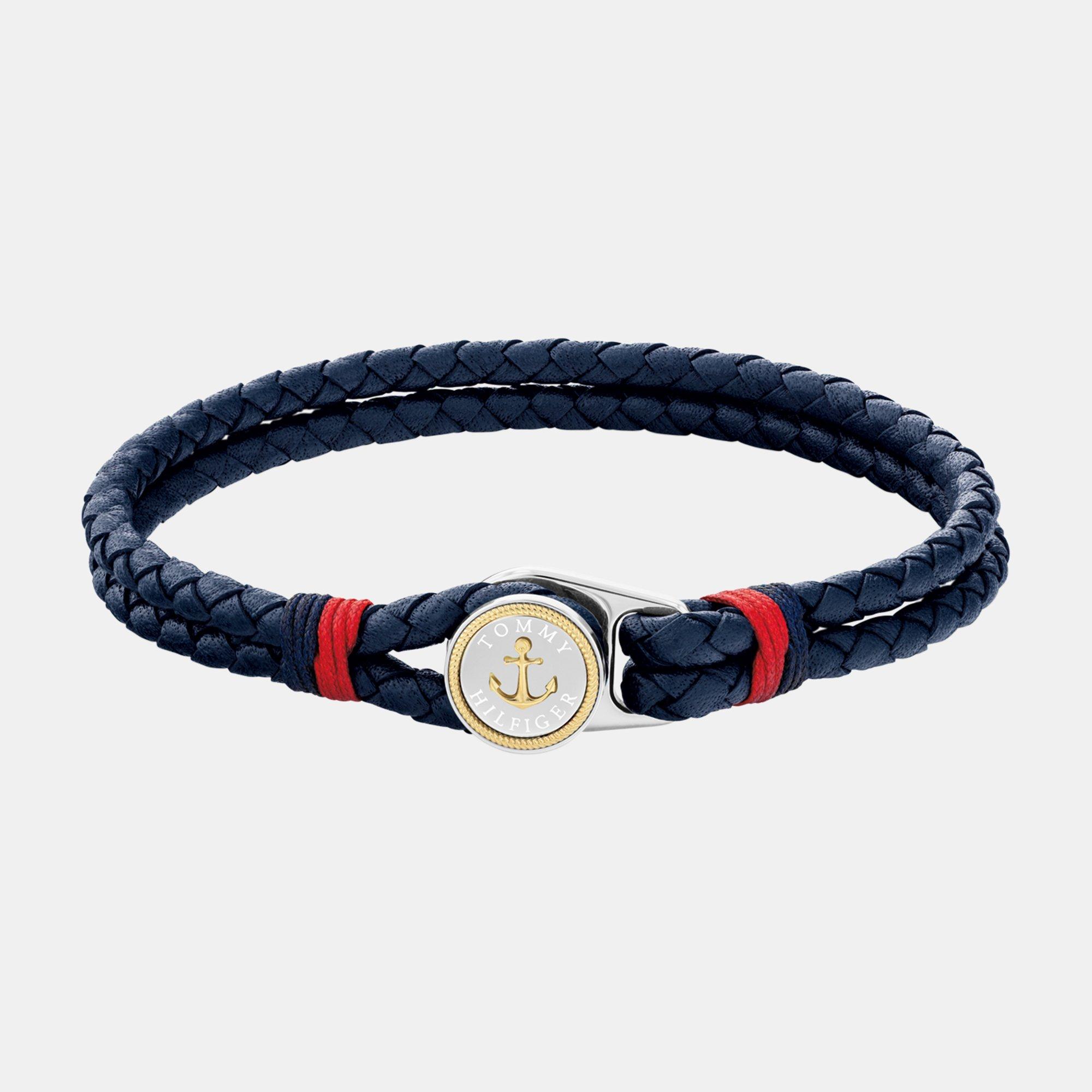 Blue - Tommy Hilfiger - Tommy Hilfiger Men’s Nautical Leather Bracelet - 1