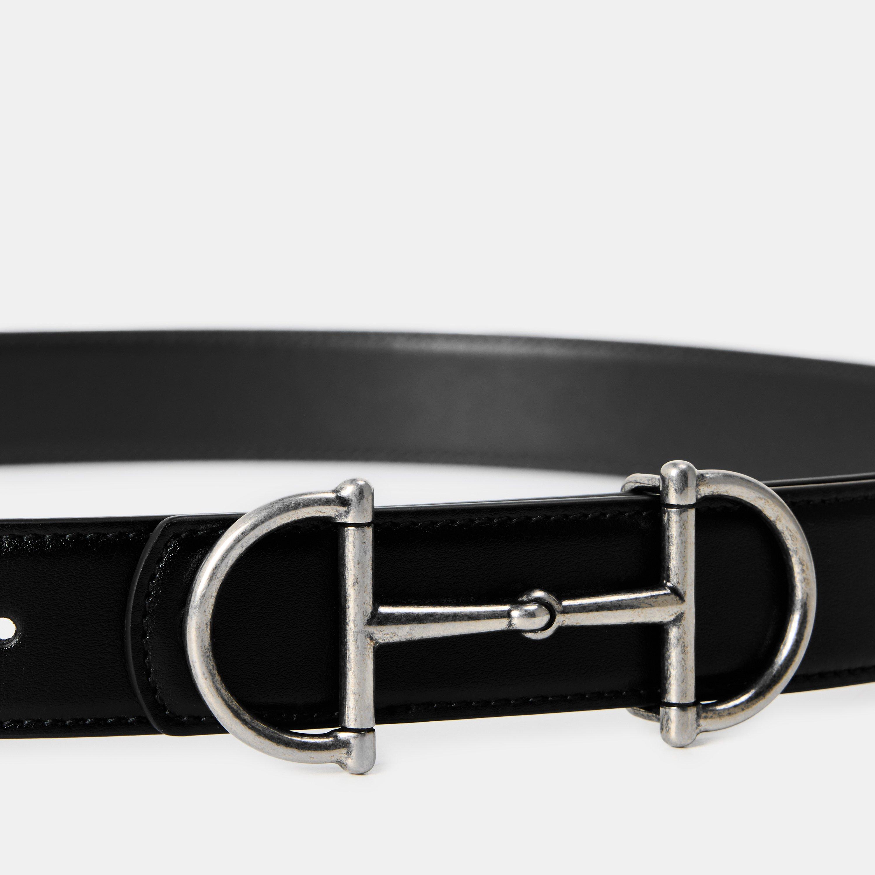 Black - Gucci - Men's Buckle Leather Belt - 4