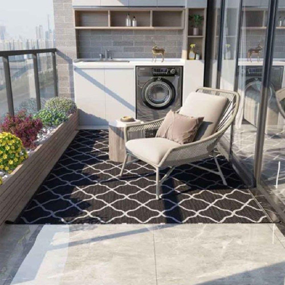 Black - Outsunny - Reversible Outdoor Rug Waterproof 1.8 * 2..7m - 1