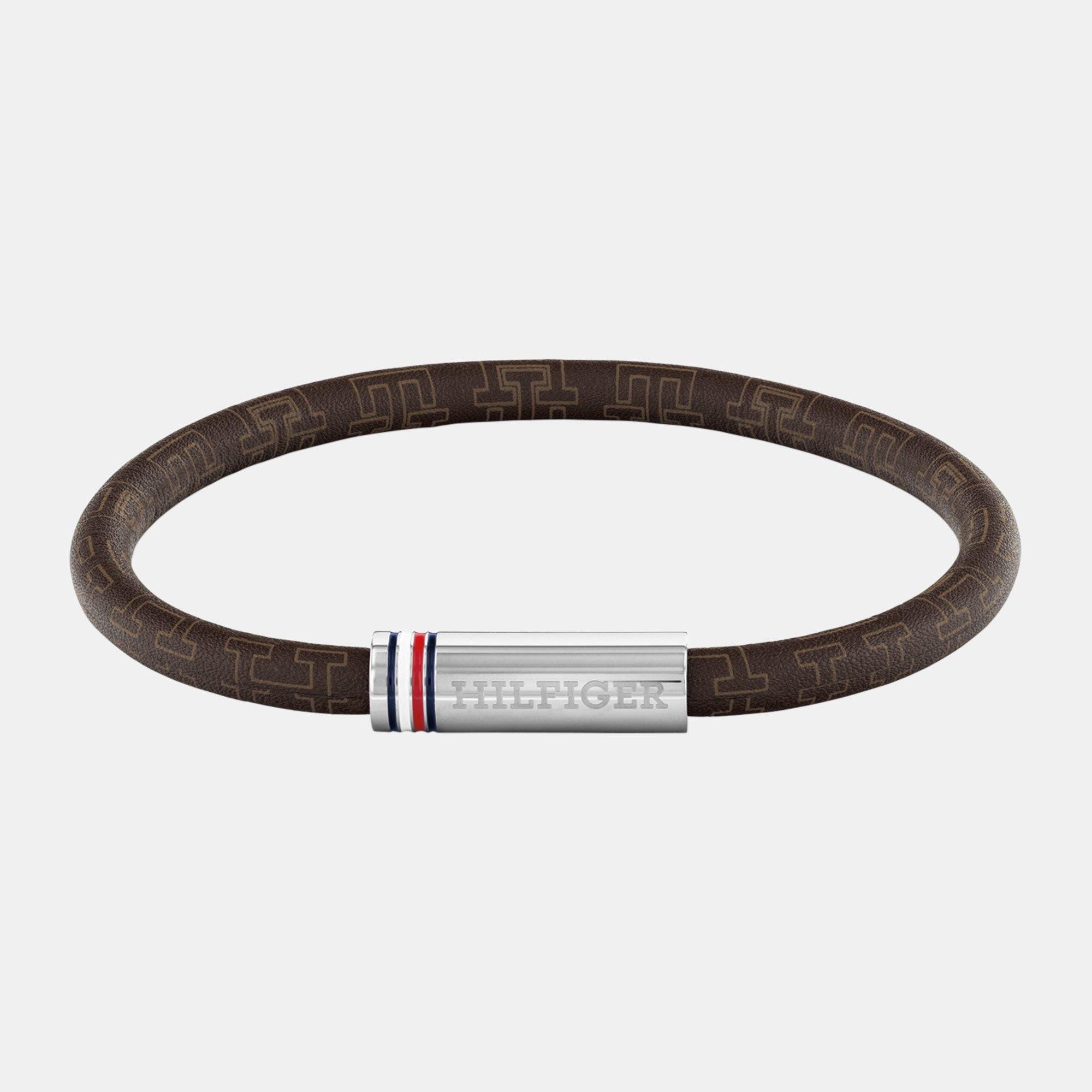 Tommy Hilfiger Men's ’S Cord Leather Bracelet - Brown