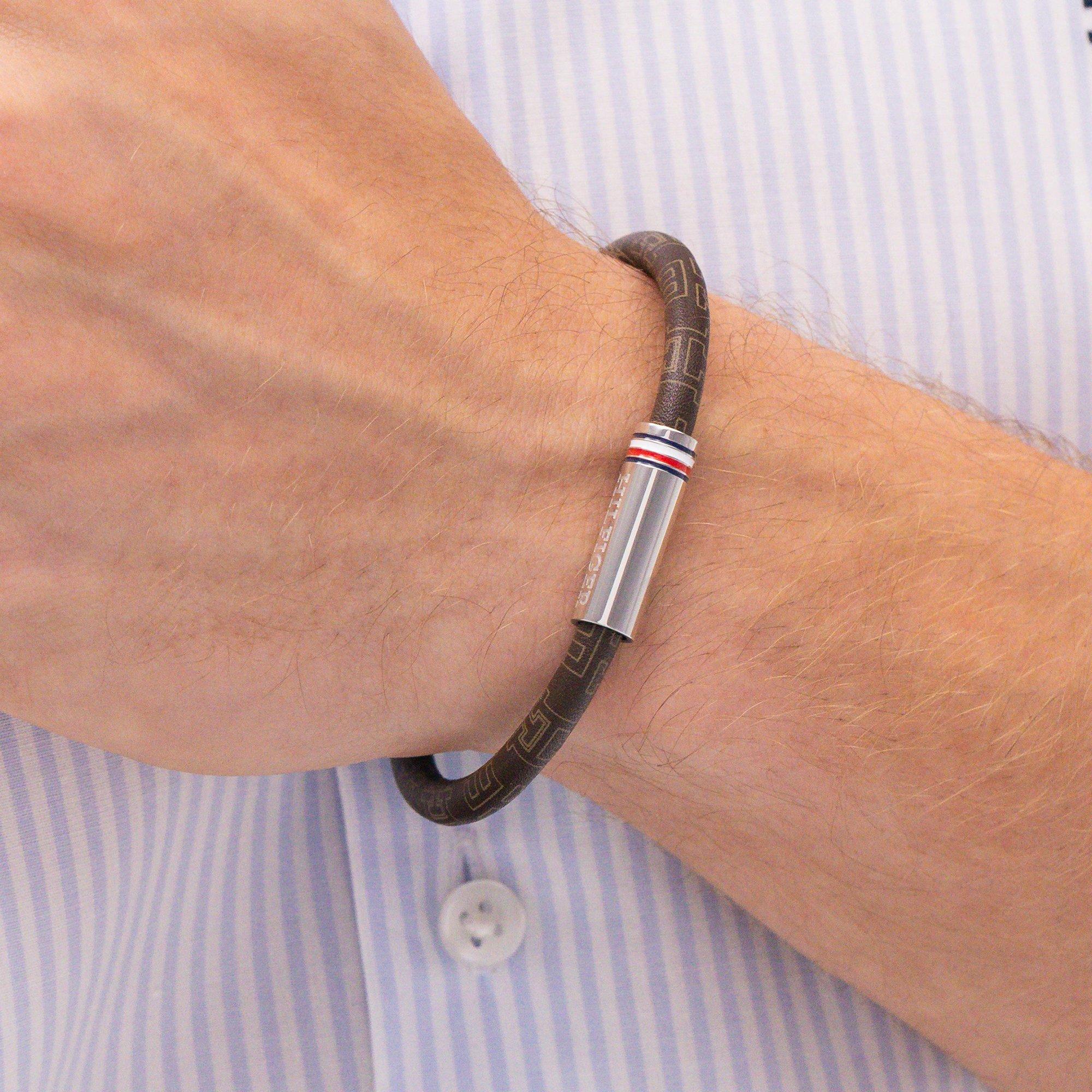 Brown - Tommy Hilfiger - Tommy Hilfiger Men’s Cord Leather Bracelet - 2