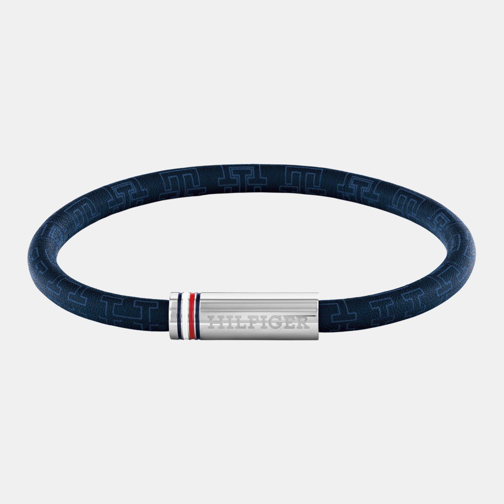 Blue - Tommy Hilfiger - Tommy Hilfiger Men’s Cord Leather Bracelet - 1