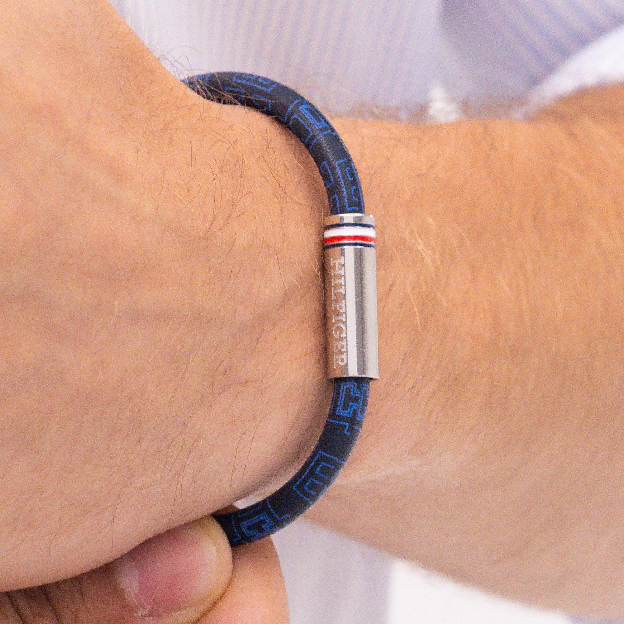 Blue - Tommy Hilfiger - Tommy Hilfiger Men’s Cord Leather Bracelet - 2