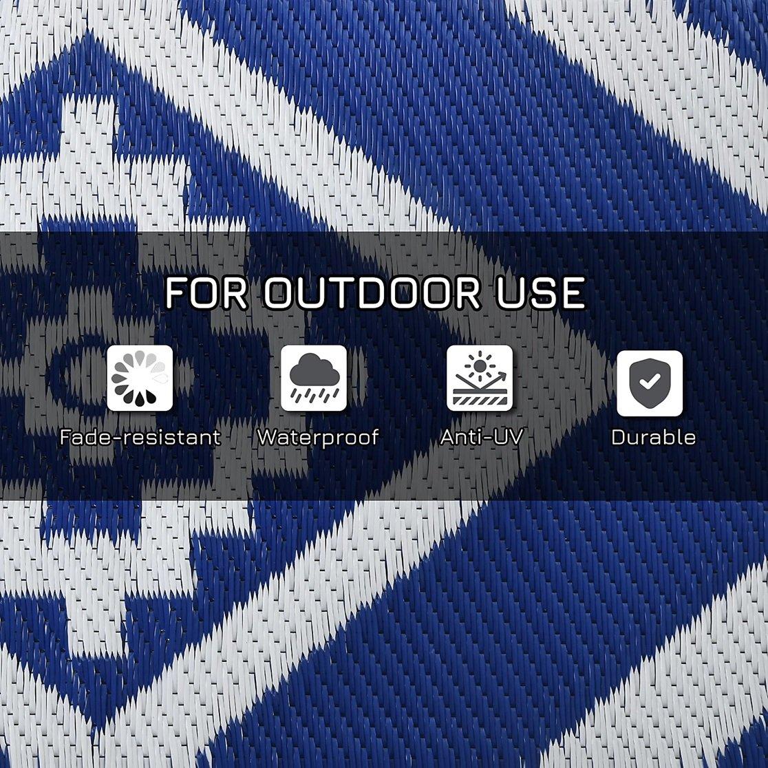 Blue - Outsunny - Plastic Straw Reversible RV Outdoor Rug 1.8 * 2.7m - 6