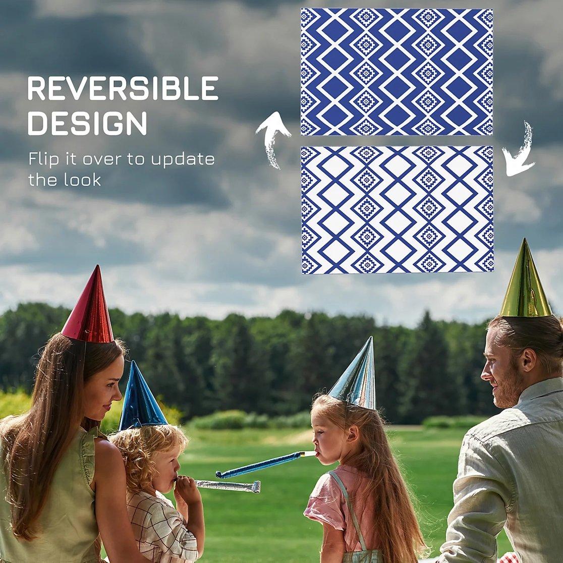 Blue - Outsunny - Plastic Straw Reversible RV Outdoor Rug 1.8 * 2.7m - 7