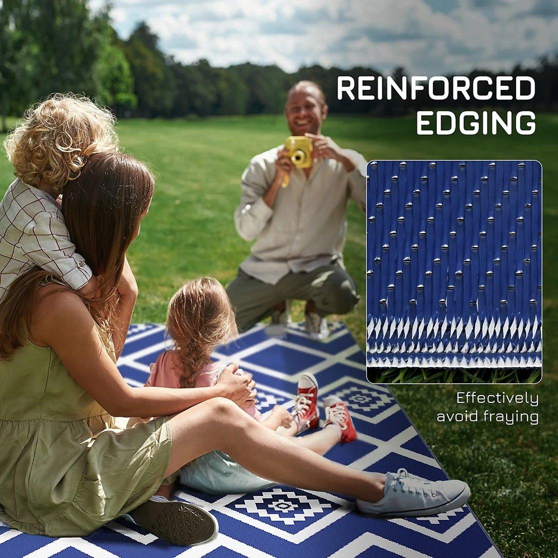 Blue - Outsunny - Plastic Straw Reversible RV Outdoor Rug 1.8 * 2.7m - 8