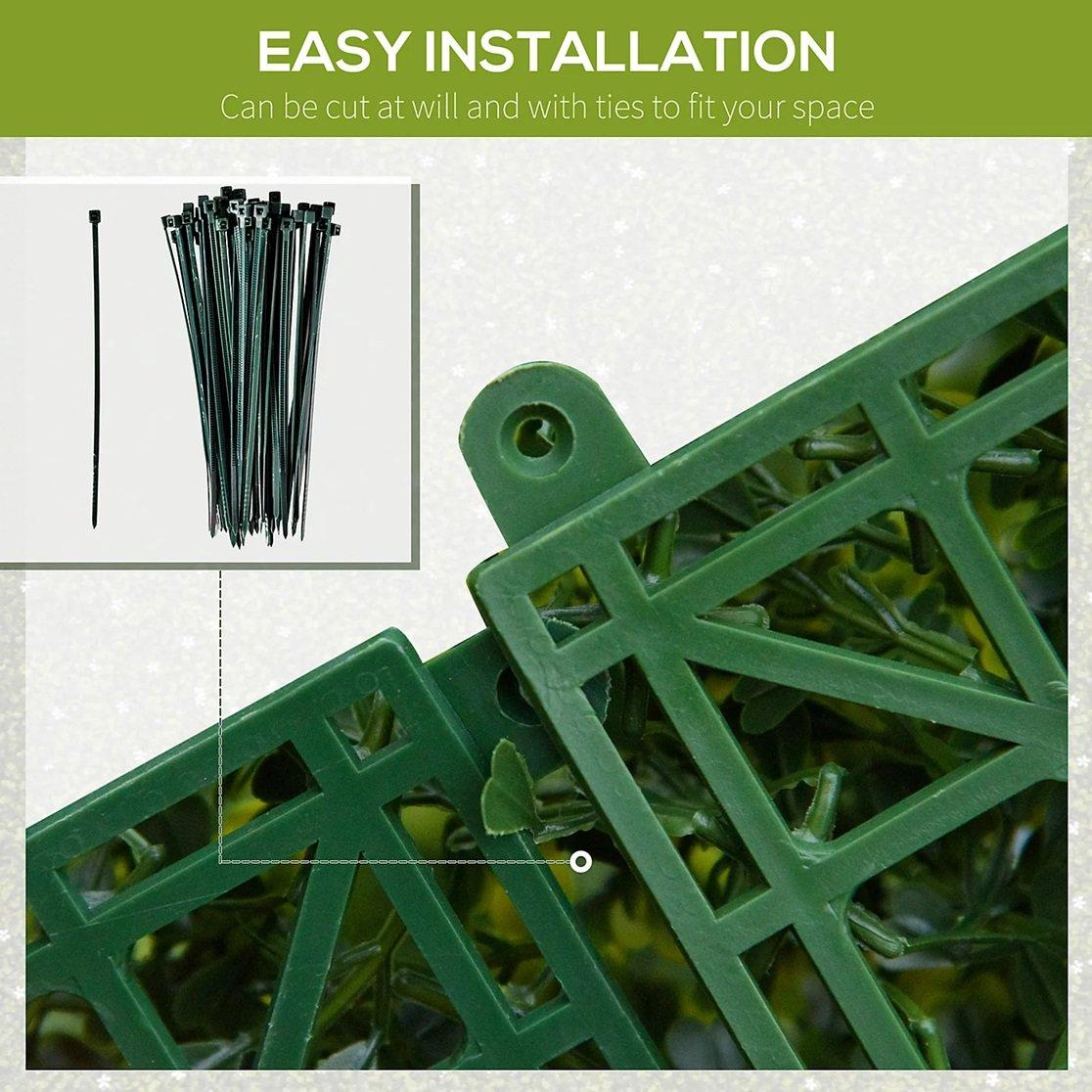 Green - Outsunny - 12PCS Artificial Boxwood Wall Panels 50cm x 50cm - 5