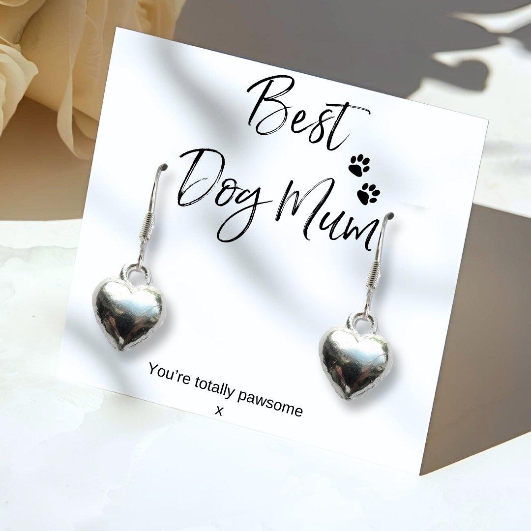 Silver - Aye Do Gifts - Best Dog Mum Earrings with Gift Card - 1