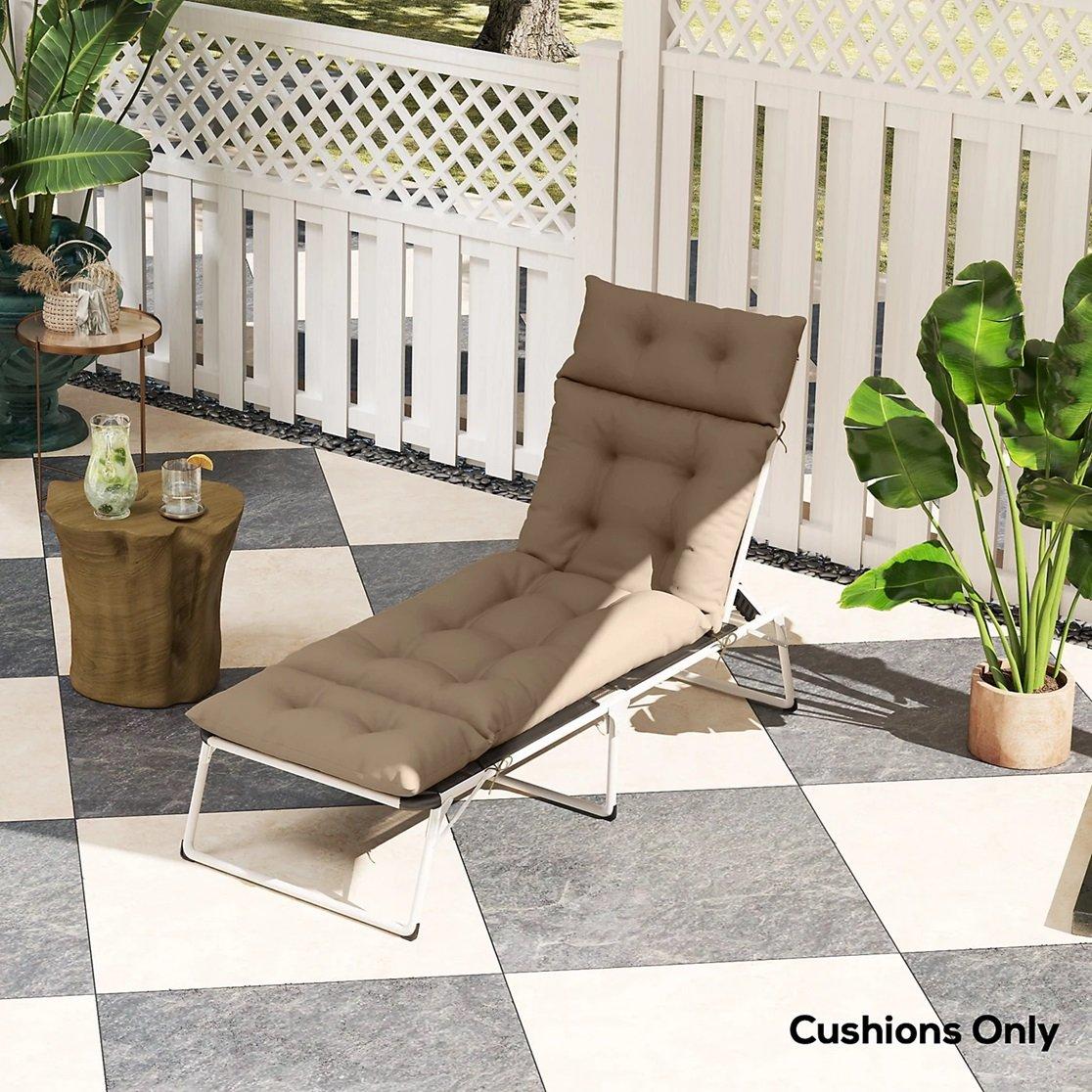 Beige - Outsunny - Sun Lounger Cushions Only 190x56x10cm - 8