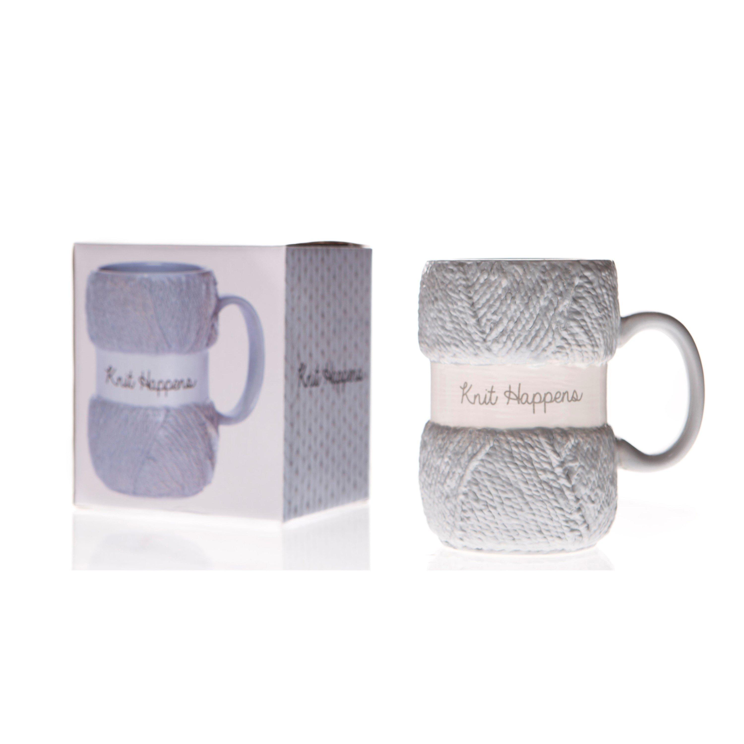Grey - Boxer Gifts - Knit Happens Yarn Knitting Mug - Knitting Gifts - 5