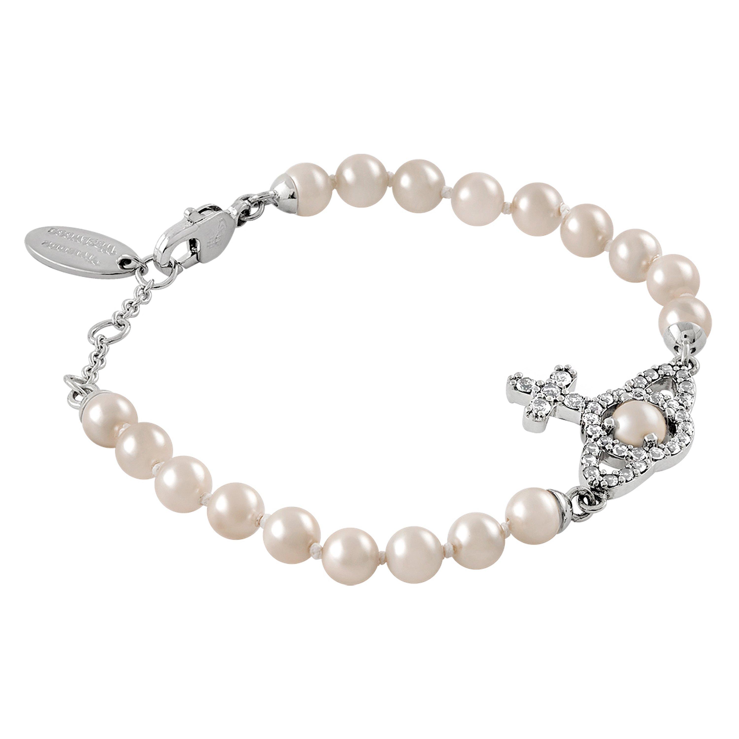 Plat/Wht P373 - Vivienne Westwood - Olympia Pearl Bracelet - 2