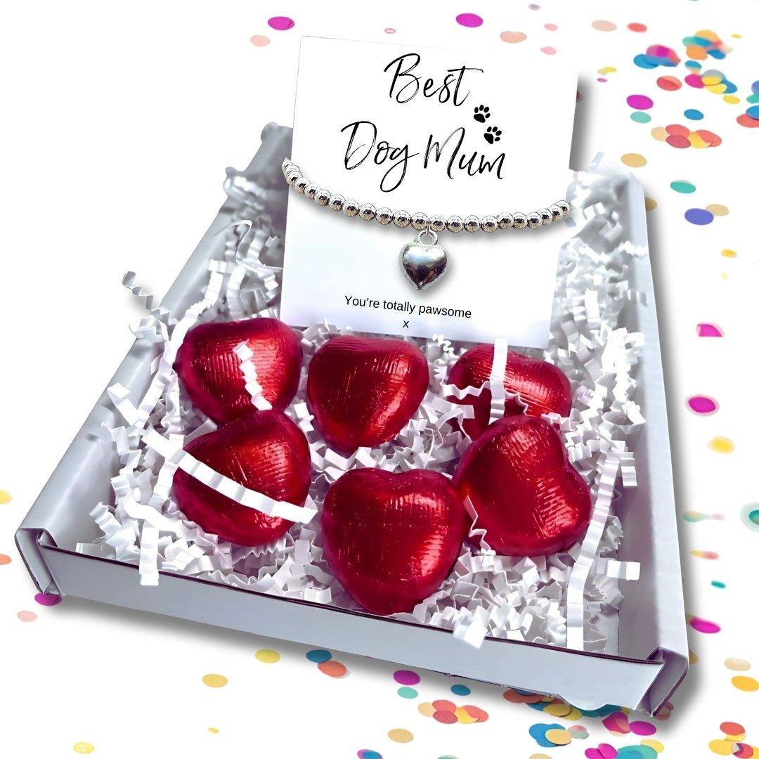 Silver - Aye Do Gifts - Best Dog Mum Mini Gift Hamper Heart Bracelet - 1