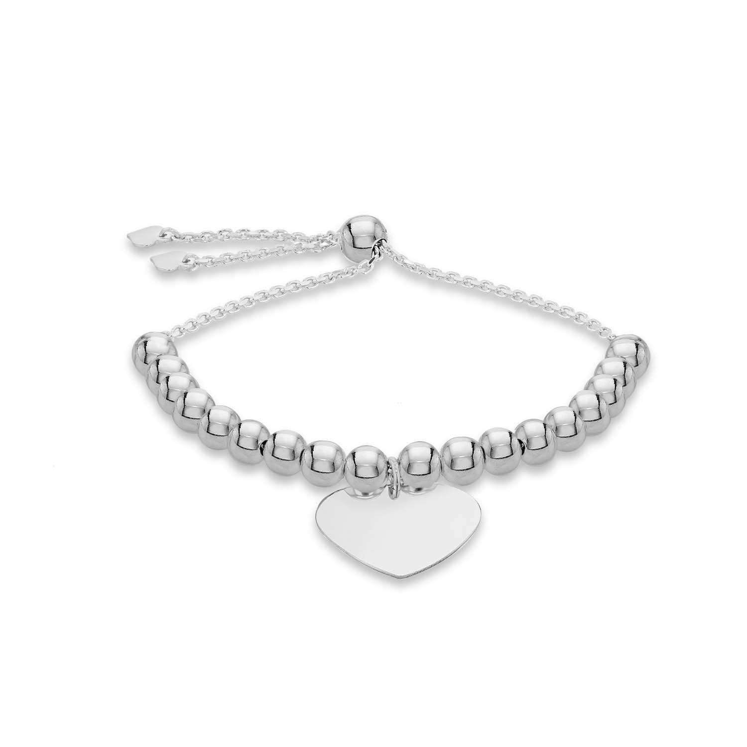 Sterling Silver - Be You - Sterling Silver Heart Beaded Slider Bracelet - 1