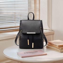 SHEONLY Black PU Leather Backpack