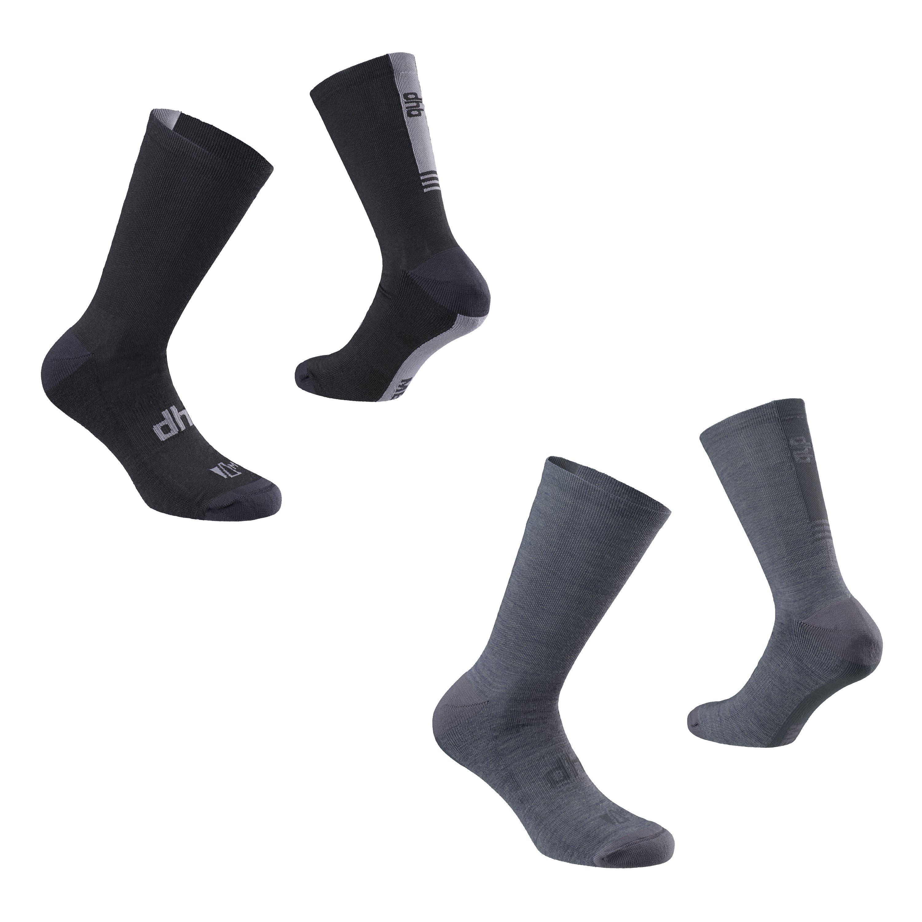 Black/Grey - Dhb - dhb All Season Merino Aeron Socks (2 Pack) - 1