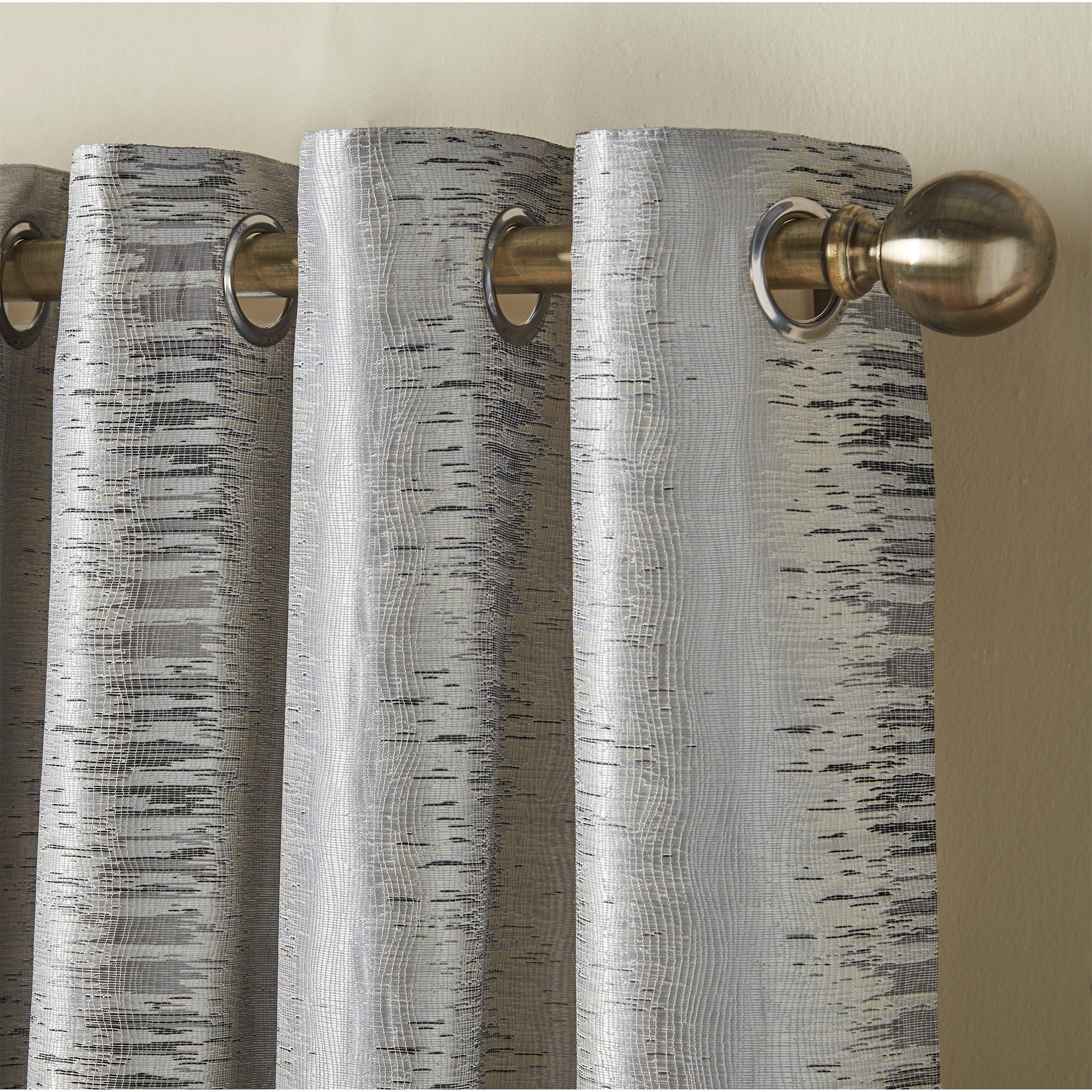 Silver - Alan Symonds - Reflections Multi Yarn Lined Ring Top Curtains - 2