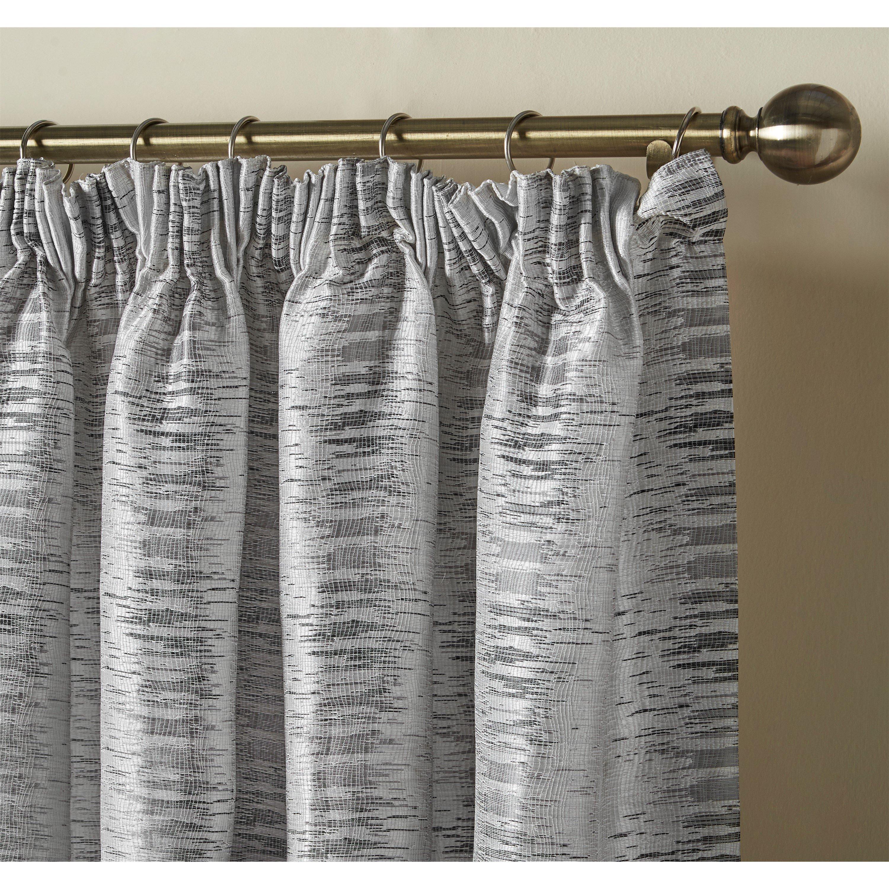 Silver - Alan Symonds - Reflections Multi Yarn Lined Pencil Pleat Curtains - 2