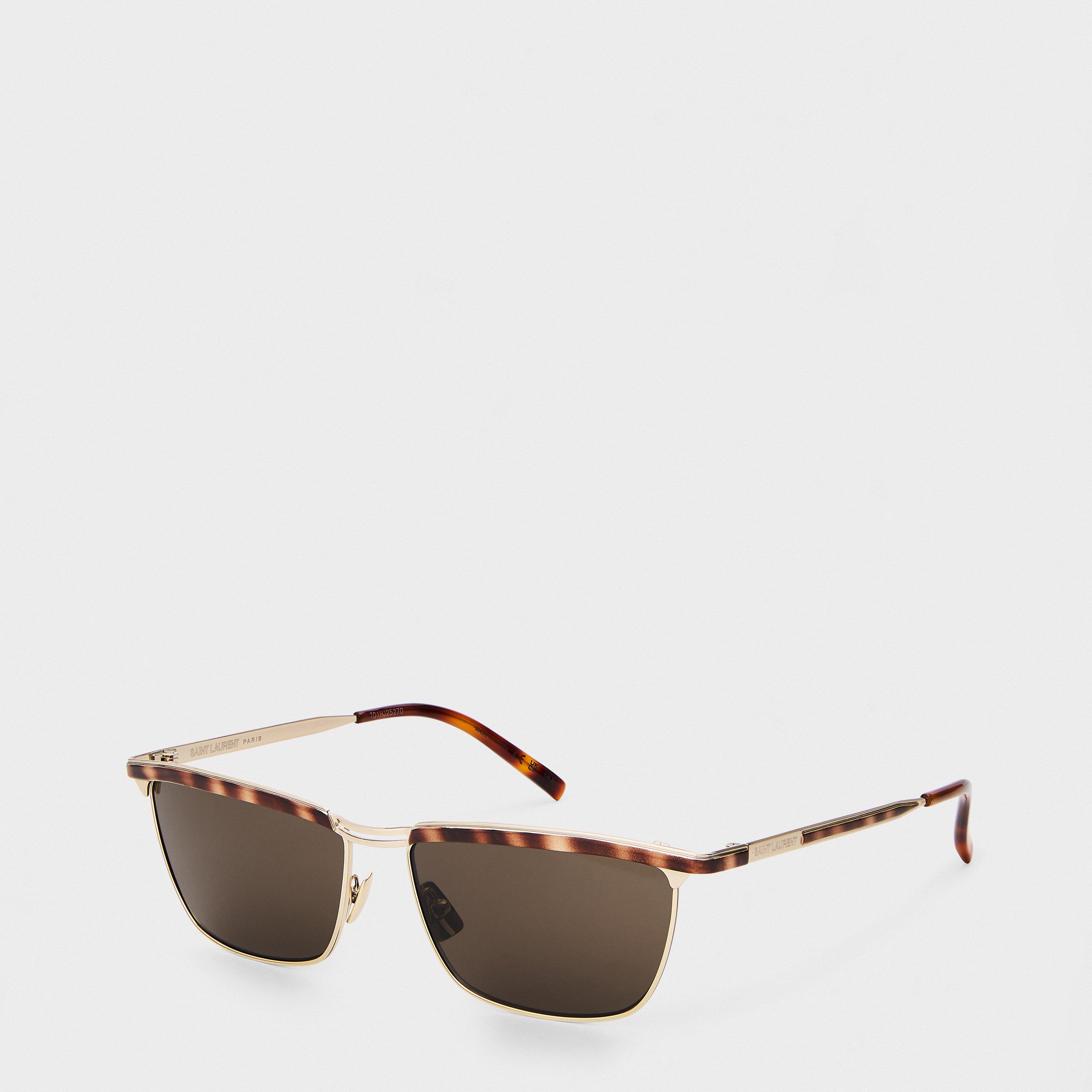 Saint Laurent Men's UV Protection Rectangle Sunglasses - Gold/Grey