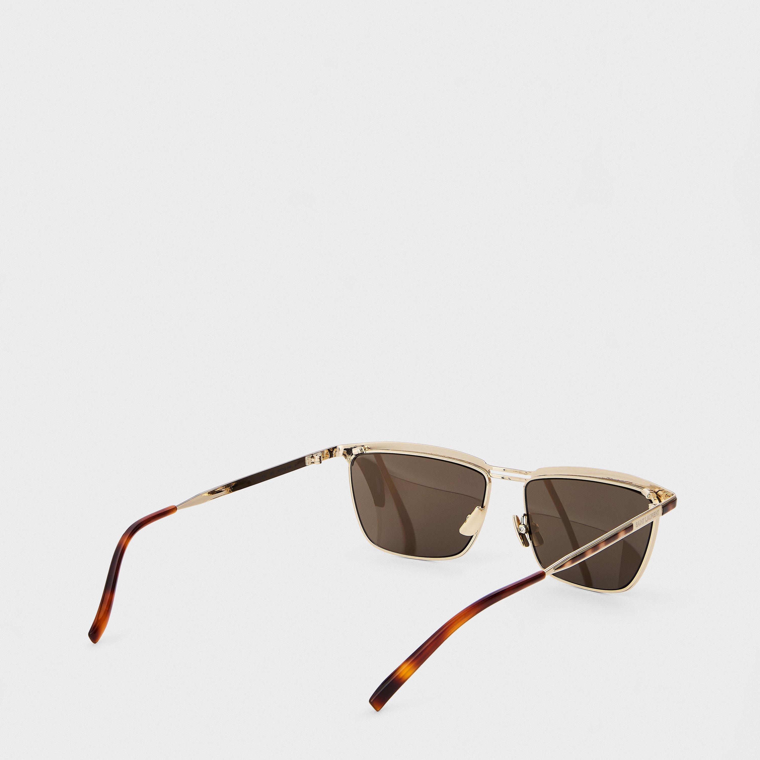 Gold/Grey - Saint Laurent - Men's Rectangle Sunglasses - 2