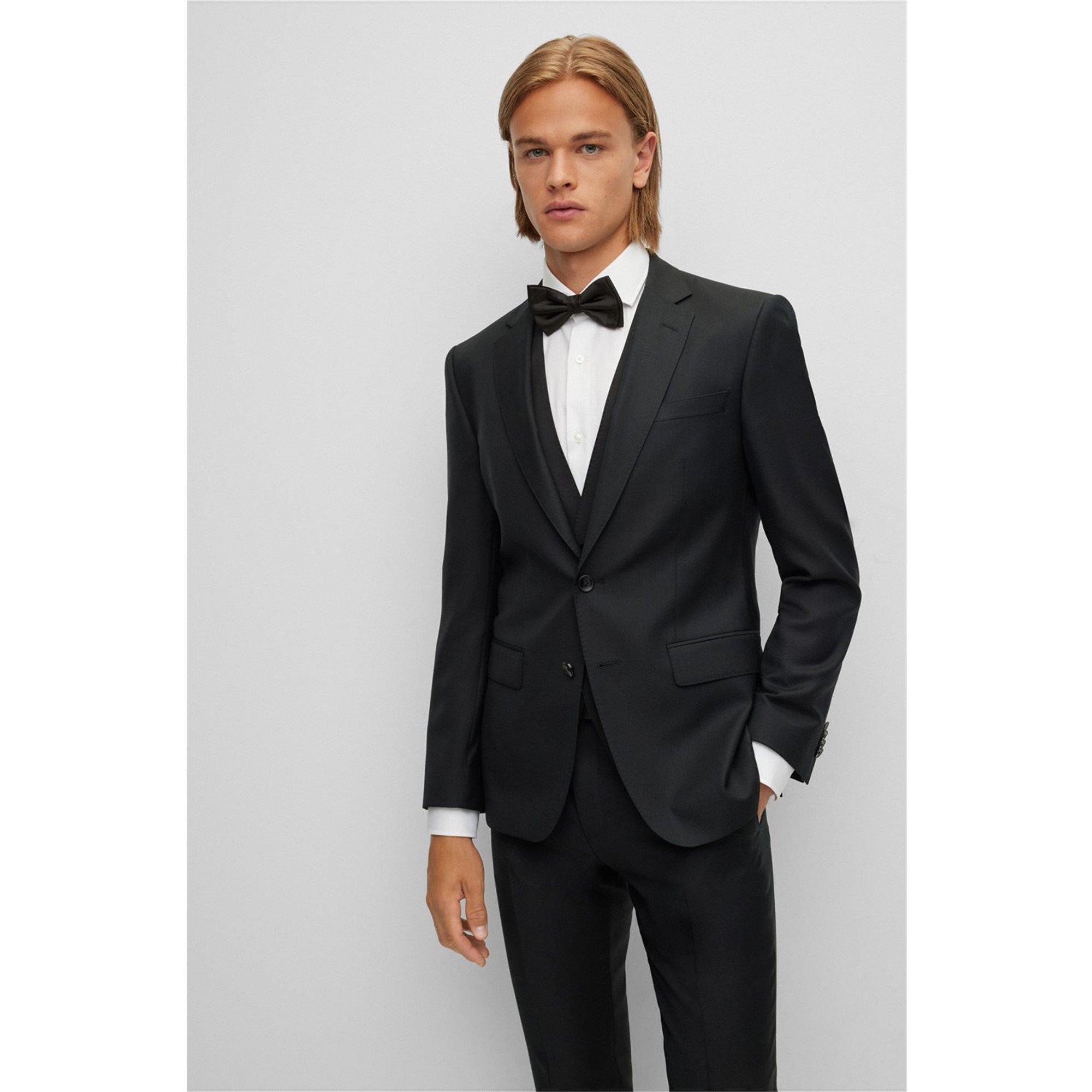 Black - Boss - Men's H Bow Tie, Premium Silk - 5