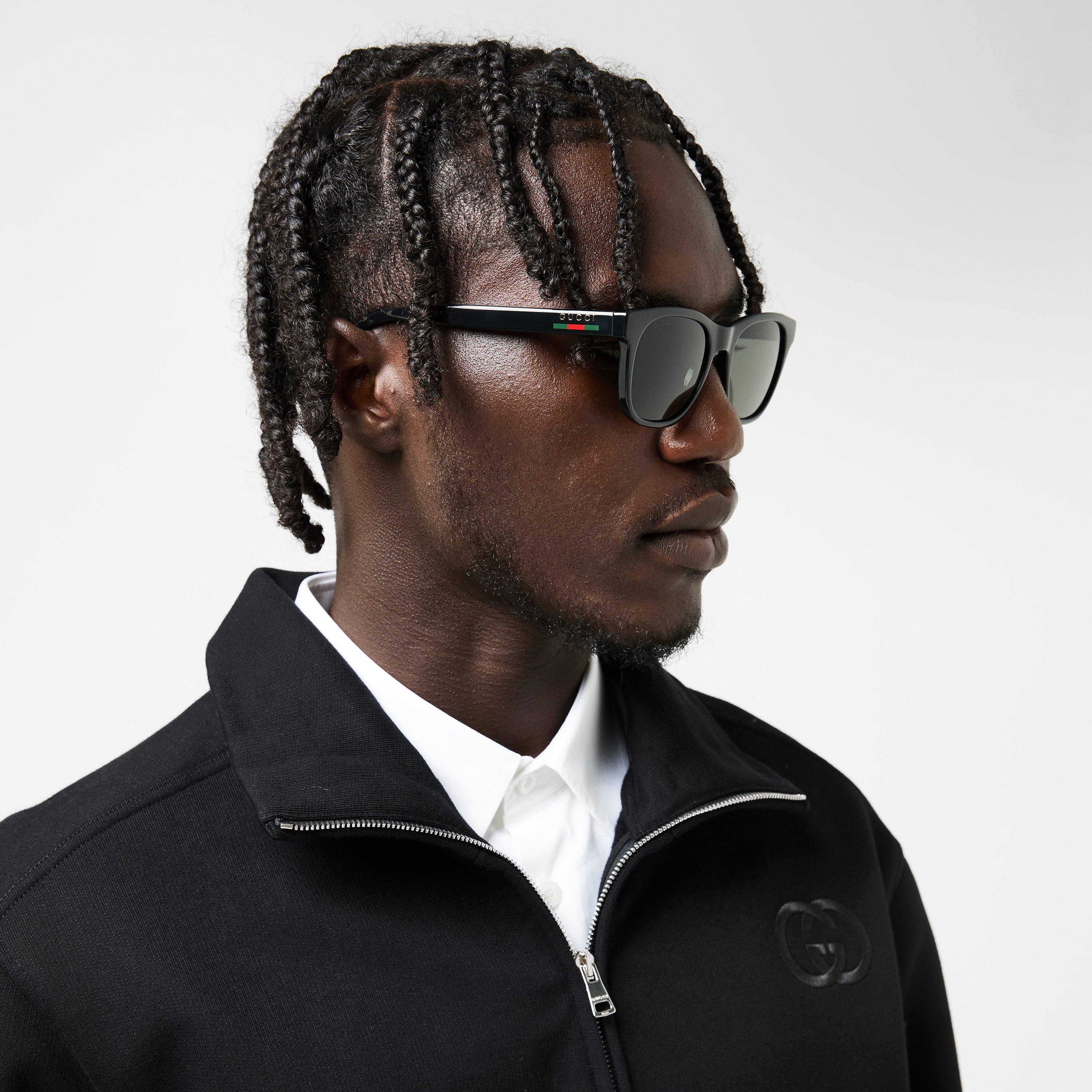 Black/Grey - Gucci - Men's Round Sunglasses - 3