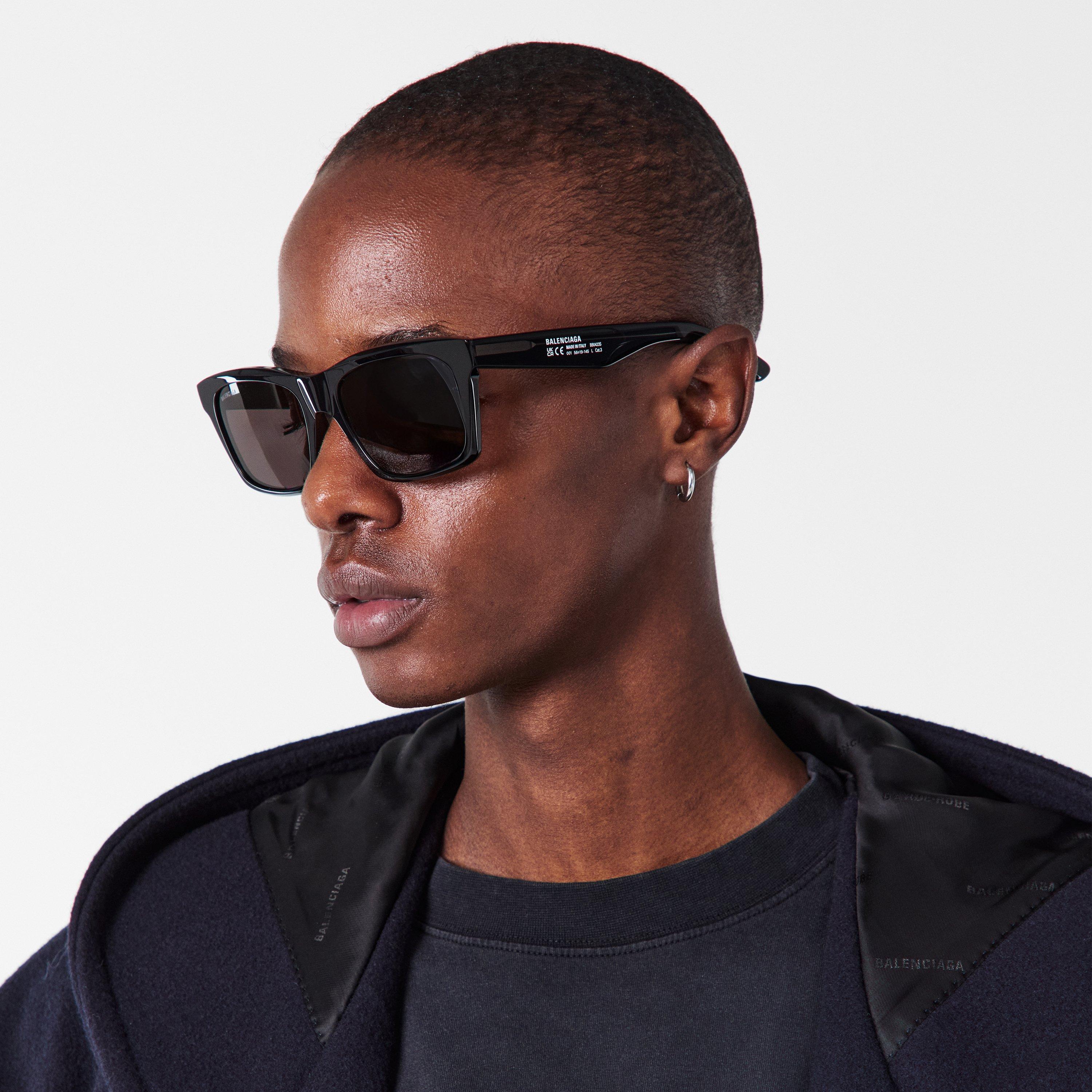 Black/Grey - Balenciaga - Men's Rectangle Sunglasses - 3