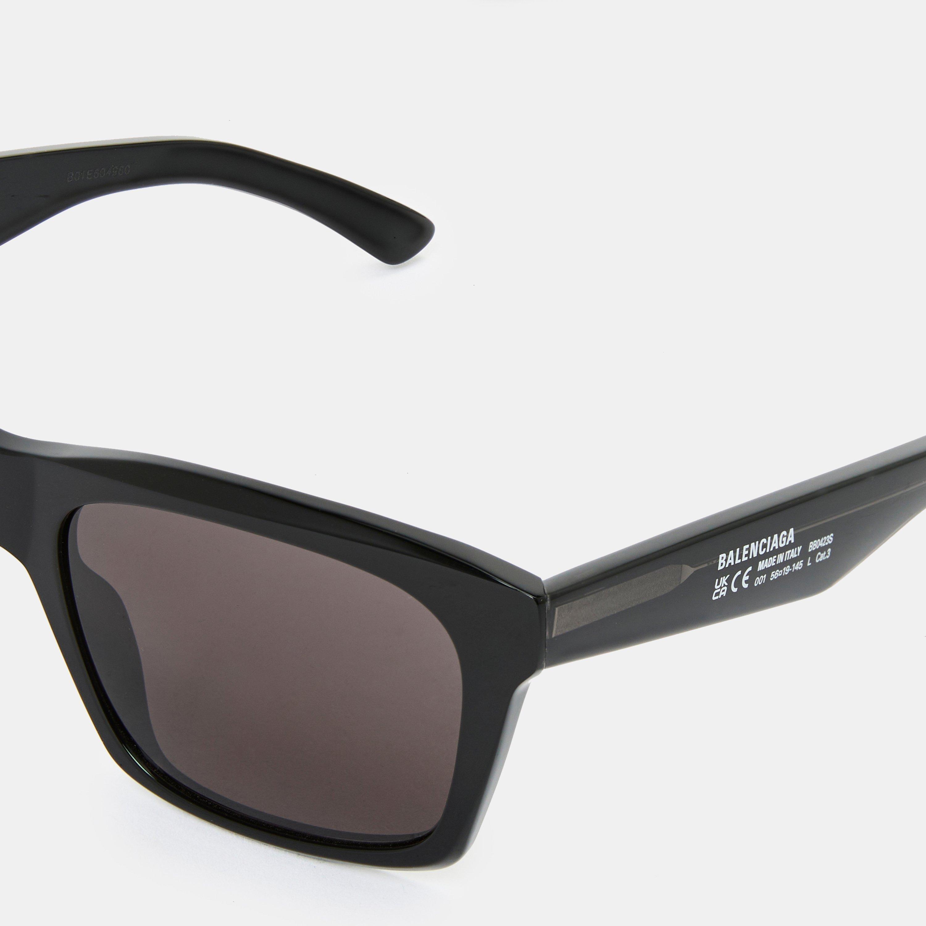 Black/Grey - Balenciaga - Men's Rectangle Sunglasses - 4