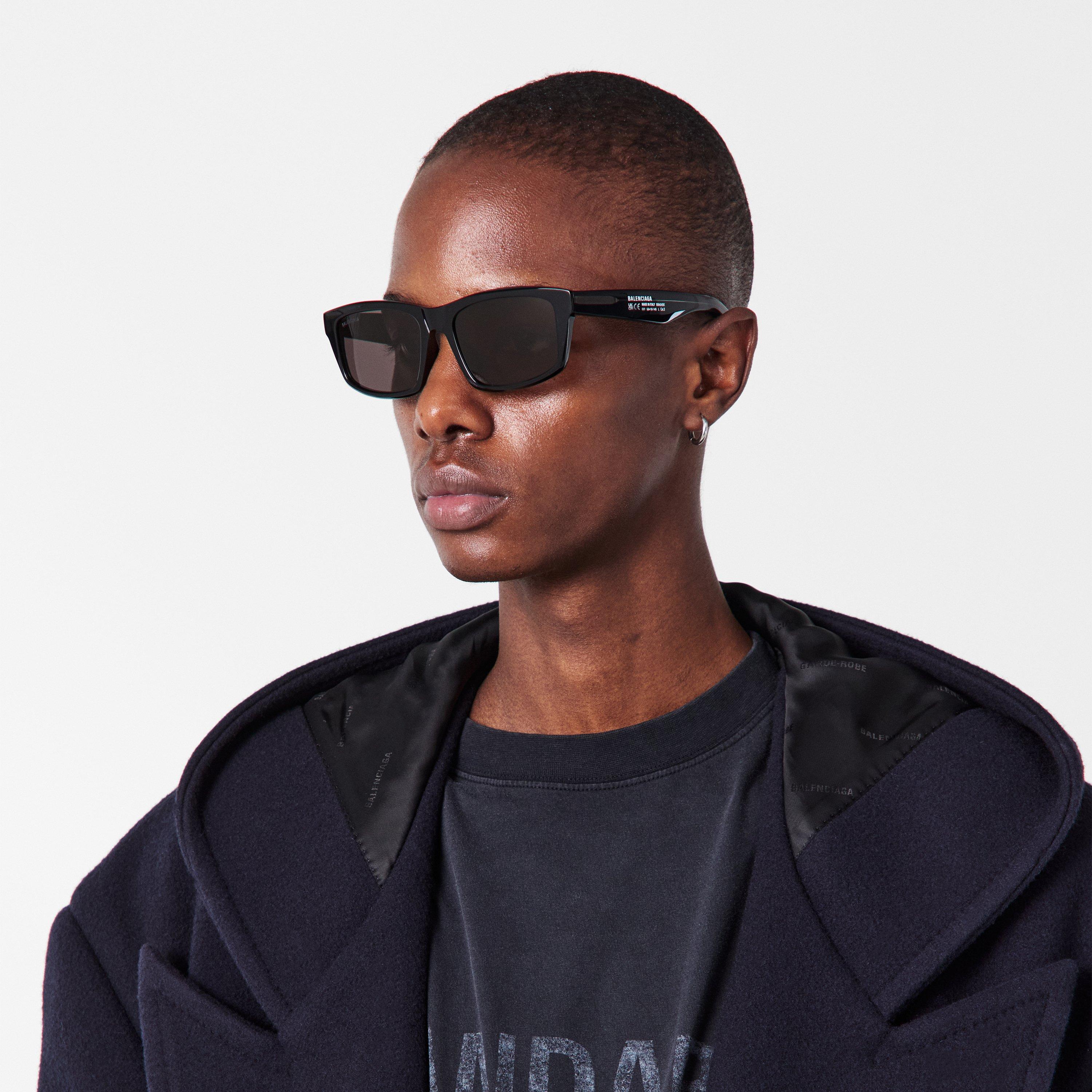 Black/Grey - Balenciaga - Men's Rectangle Sunglasses - 3