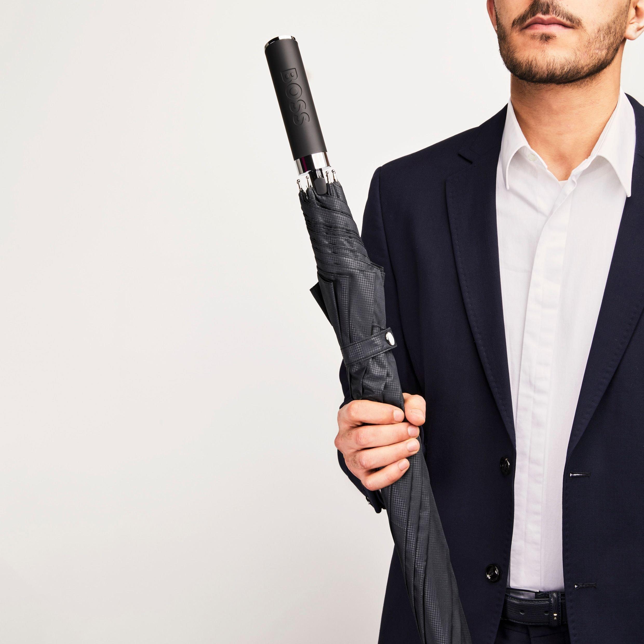 Black - Boss - Men's Black Loop Umbrella, Sturdy Stylish Design - 2