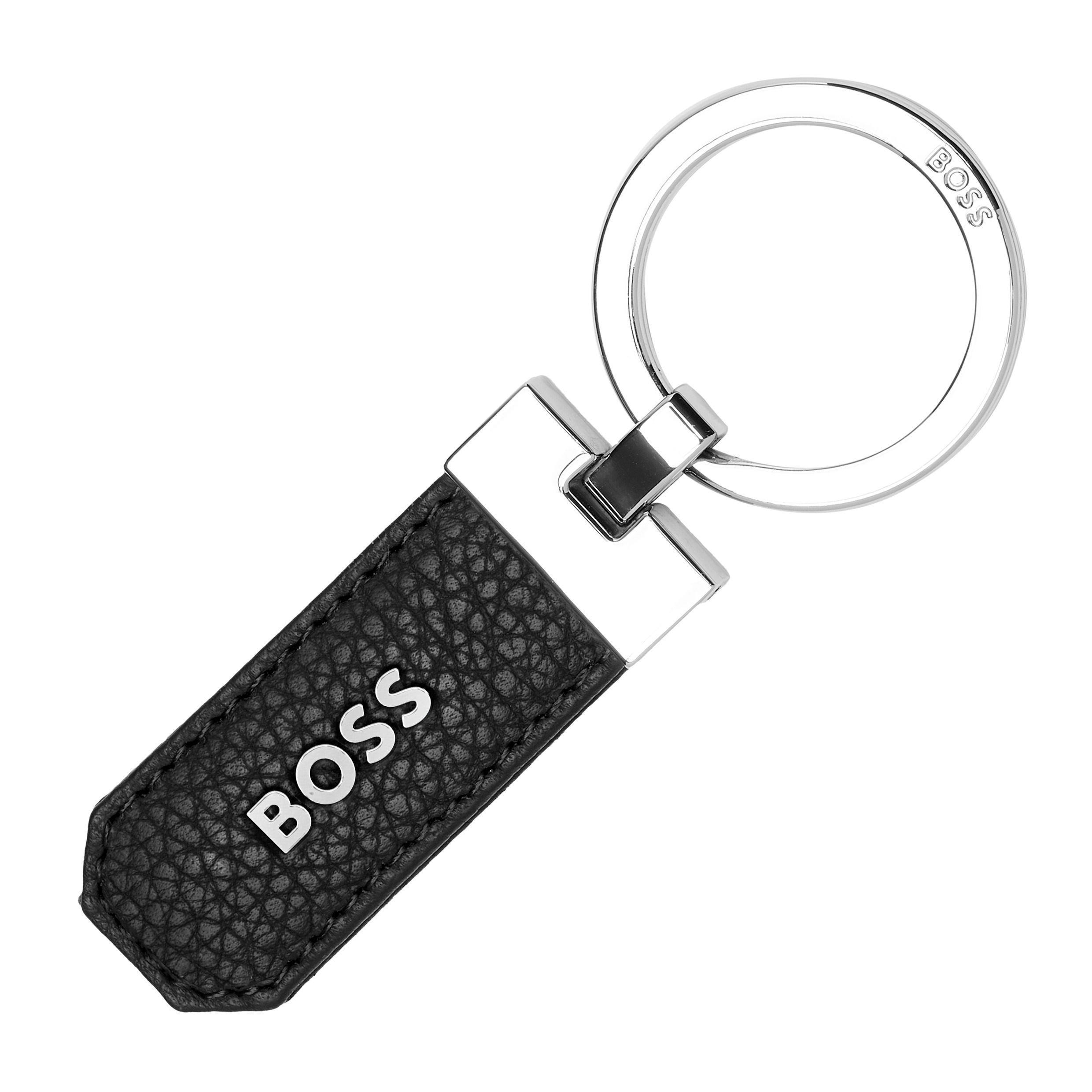 Boss Men's Classic Grained Leather Keyring Black
