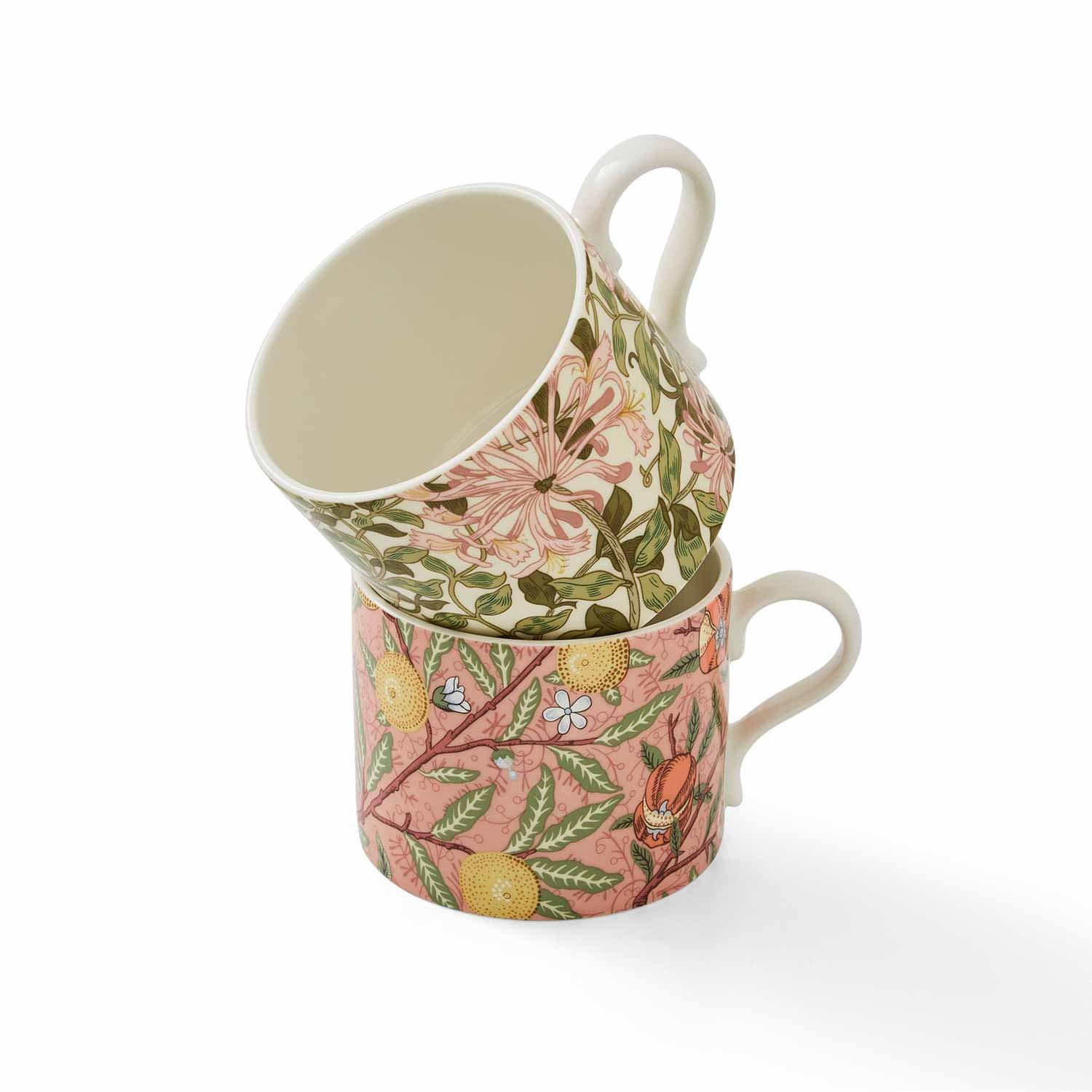 Pink - Spode - Spode Morris & Co. Fruit & Honeysuckle Mugs - 2